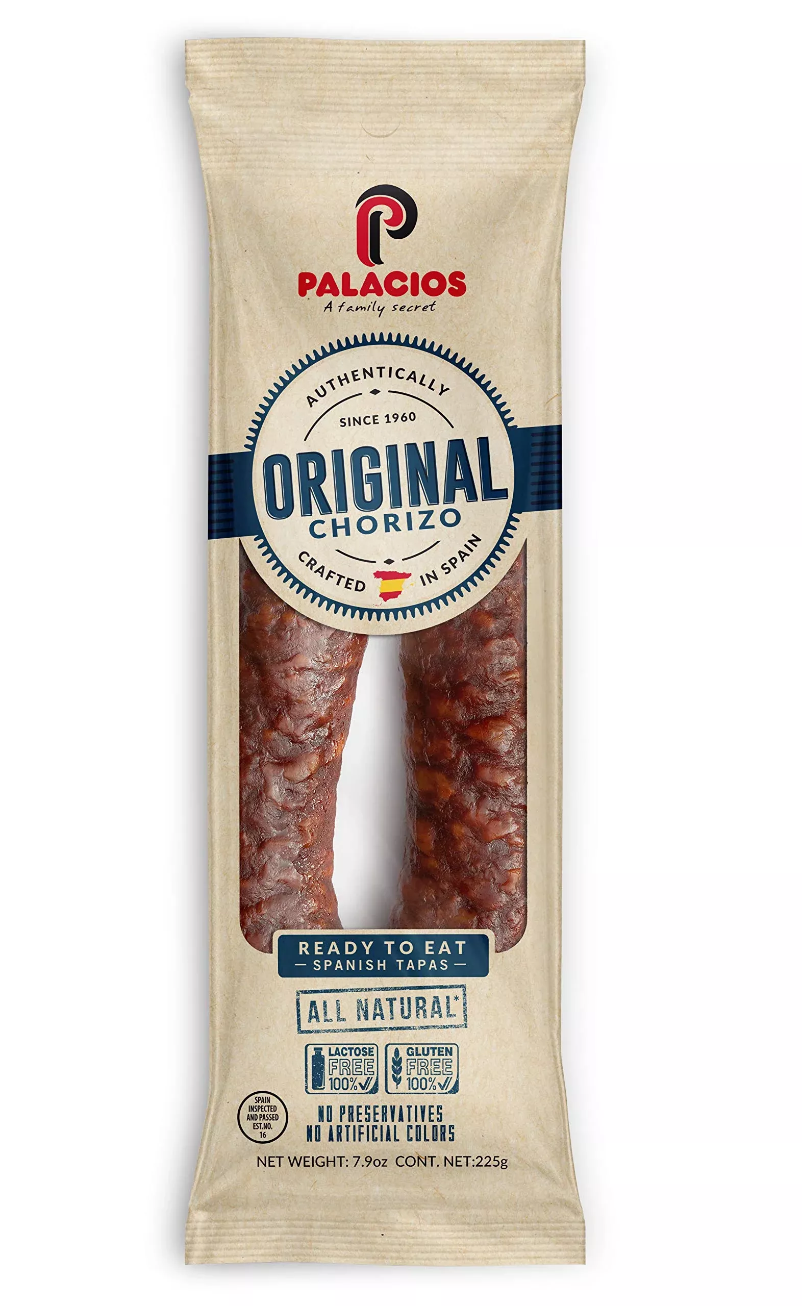 Chorizo Autentico Mild By Palacios. Imported From Spain. 7.9 Ounce