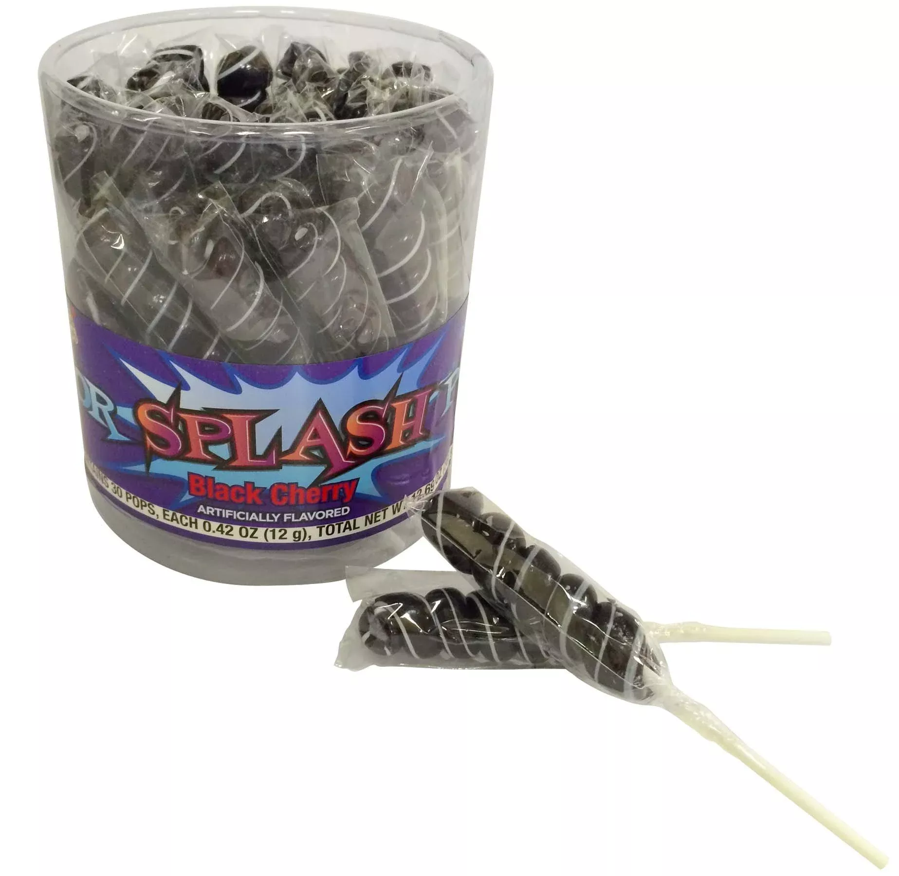 colorsplash-lollipops-jar-30-pops-12-69-oz-black-cherry Colorsplash Lollipops Jar, 30 Pops, 12.69 Oz, Black Cherry