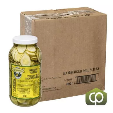 cool-crisp-refrigerated-hamburger-pickle-slices-1-8-4-lt-2-case-135-2-fl-oz-8-44 Cool Crisp Refrigerated Hamburger Pickle Slices 1/8" 4 LT (2/Case) - 135.2 fl oz (8.44 lbs)