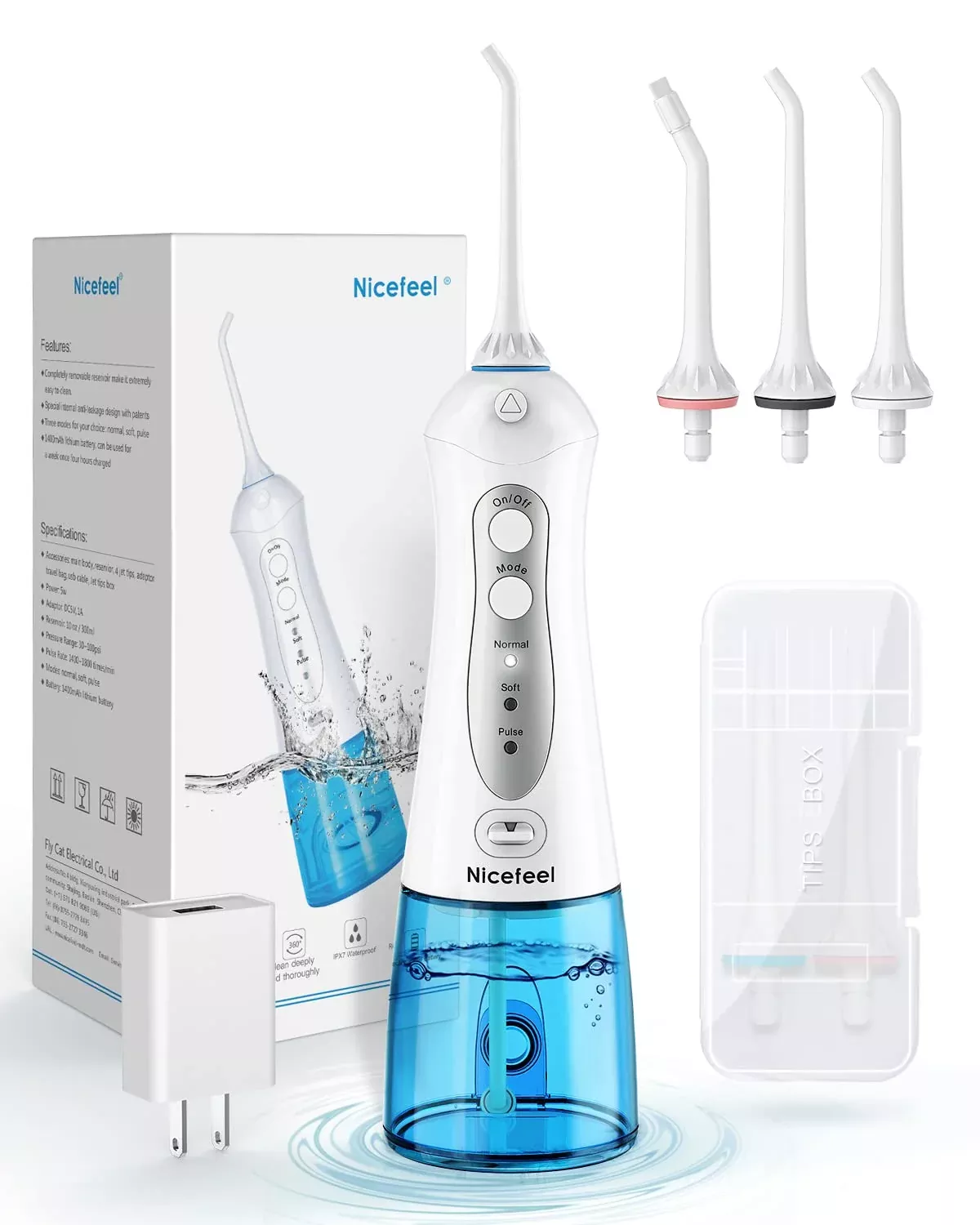 cordless-water-flosser-teeth-cleaner-nicefeel-300ml-2-tip-cases-porta Cordless Water Flosser Teeth Cleaner, Nicefeel 300Ml 2 Tip Cases Porta