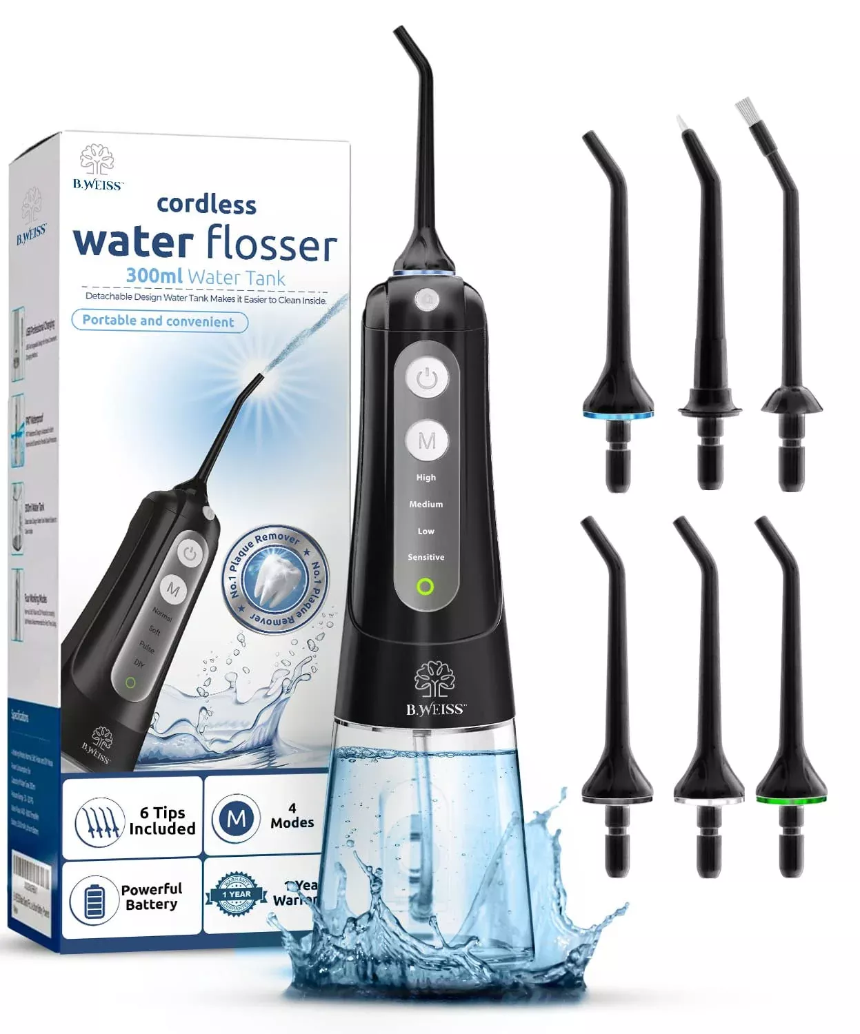 cordless-water-flosser-teeth-gum-cleaning-dental-pick-6-tips-included-4-cleaning Cordless Water Flosser For Teeth Gum Cleaning Dental Pick, 6 Tips Included, 4 Cleaning Modes, Ipx7 Waterproof, Rechargeable Wit