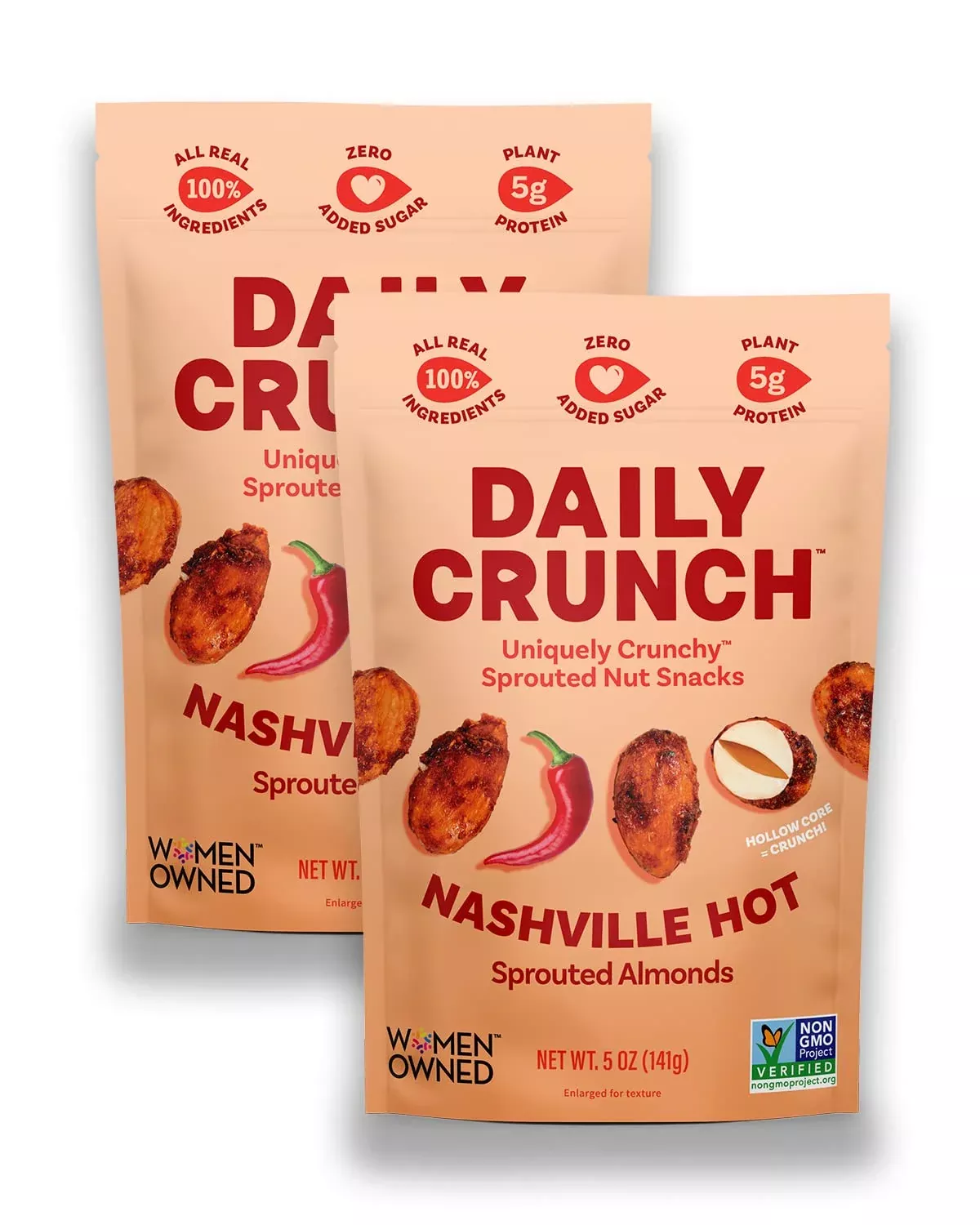 daily-crunch-sprouted-almonds-5-ounce-resealable-bags-nashville-hot-2-pack-packa Daily Crunch Sprouted Almonds, 5 Ounce Resealable Bags (Nashville Hot, 2 Pack) Packaging May Vary - Sprouted And Dehydrated For