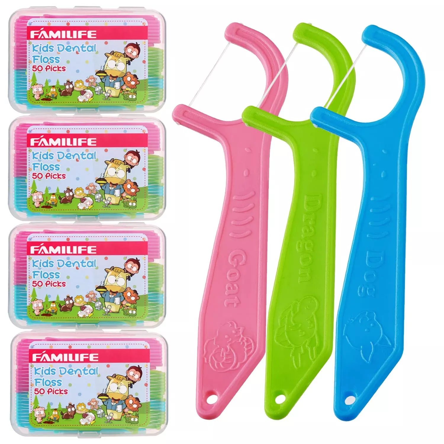 dental-floss-picks-familife-kids-flossers-toddler-threaders-children-unwaxed-unf Dental Floss Picks, Familife Kids Flossers Toddler Threaders Children Unwaxed Unflavored Fluoride Free Dental Floss Child Kid Fl
