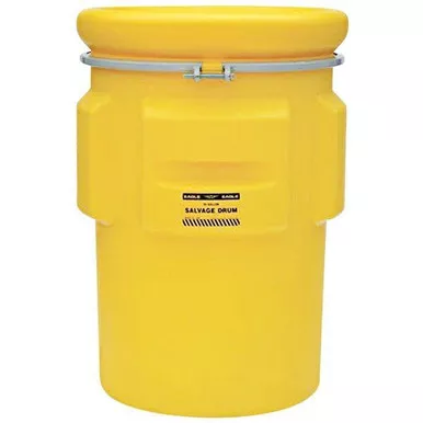 eagle-manufacturing-95-gallon-yellow-salvage-plastic-barrel-drum-with-metal-bolt Eagle Manufacturing 95 Gallon Yellow Salvage Plastic Barrel Drum with Metal Bolt Ring