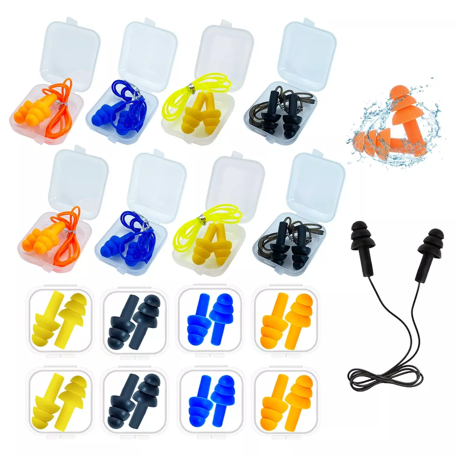 ear-plugs-sleeping-16-pairs-noise-canceling-soft-reusable-silicone Ear Plugs For Sleeping,16 Pairs Noise Canceling Soft Reusable Silicone