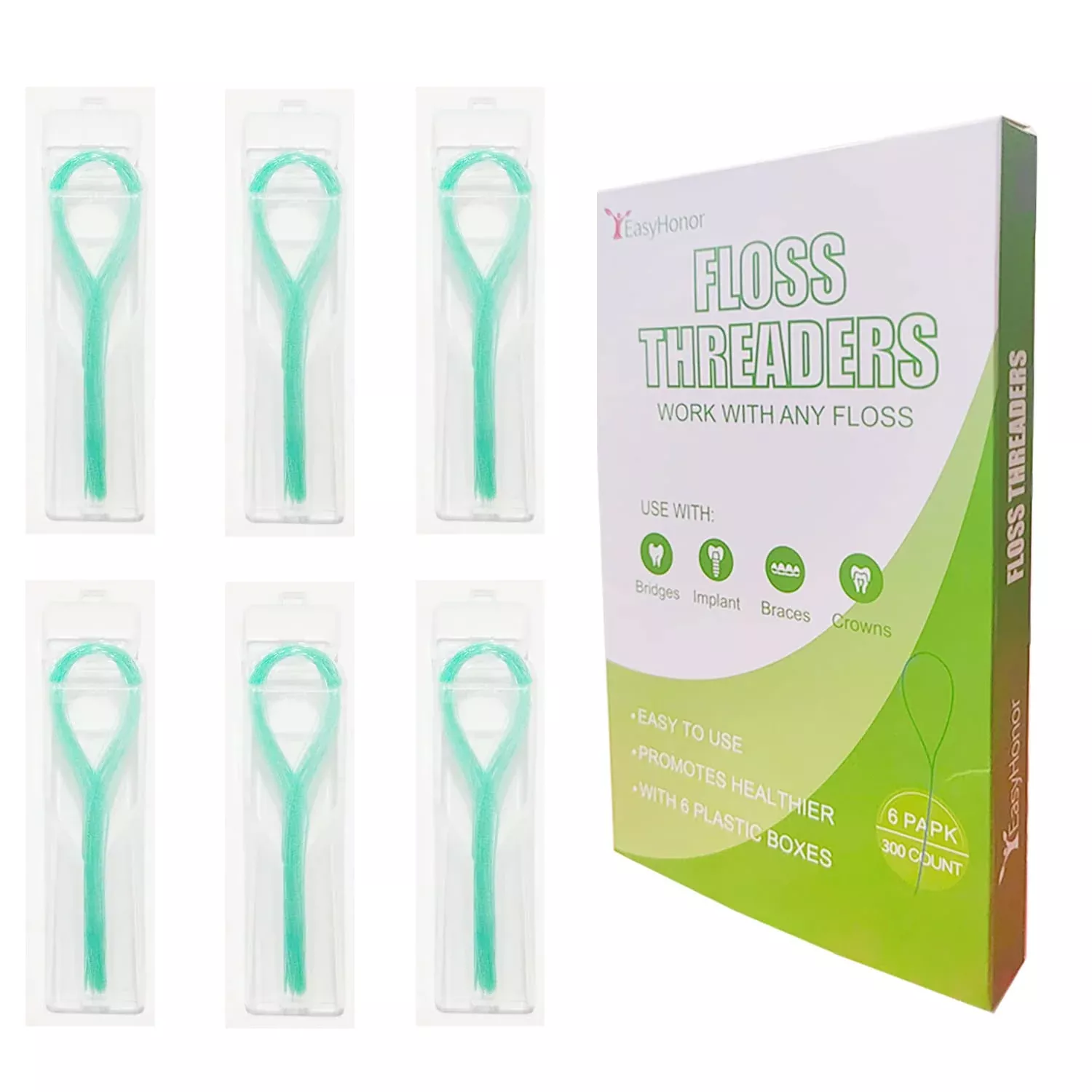 easyhonor-dental-floss-threaders-braces-bridges-implants-green-300-count-6-pack Easyhonor Dental Floss Threaders For Braces, Bridges, And Implants ,Green, 300 Count (6 Pack)