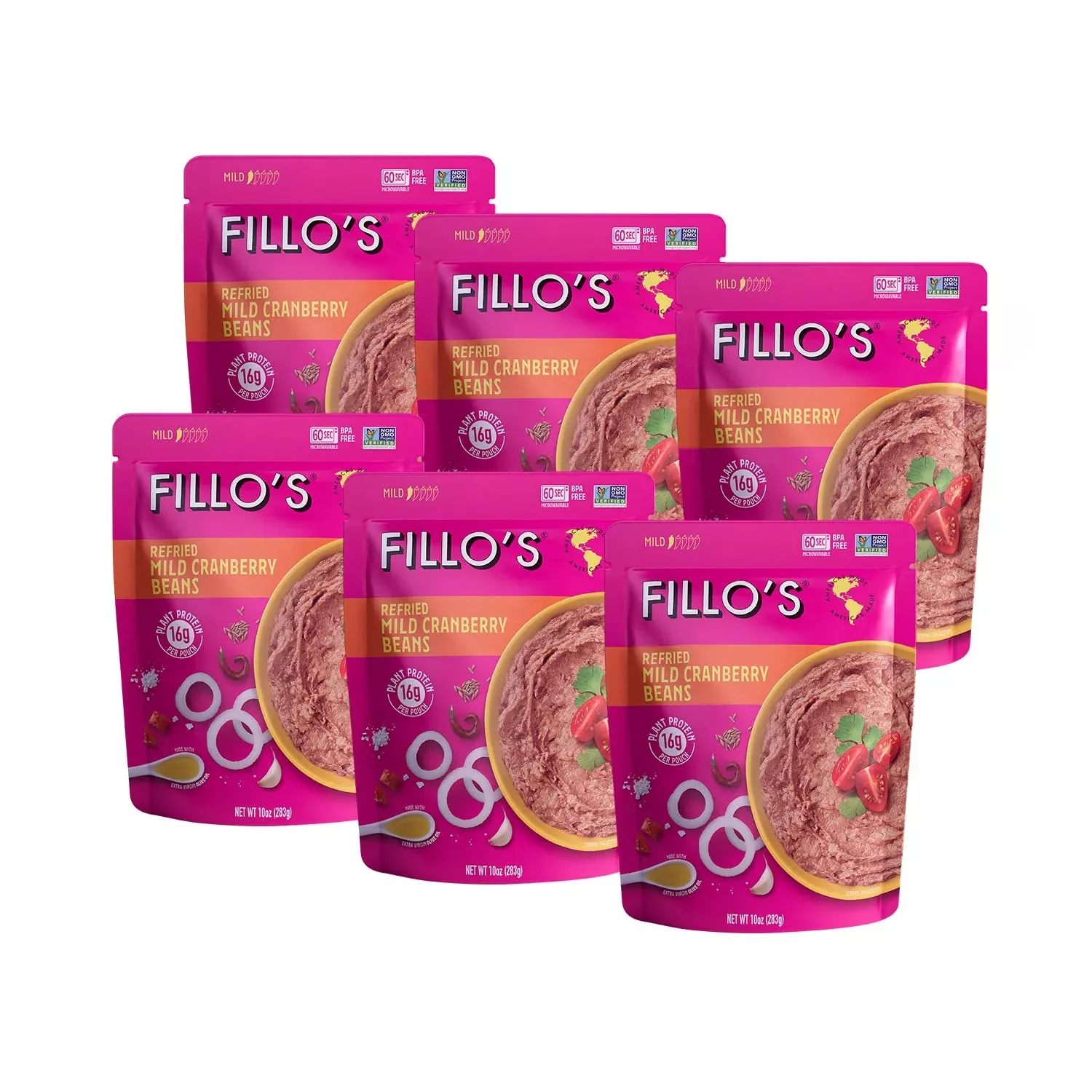 fillo-s-refried-beans-made-with-roman-borlotti-beans-aka-cranberry-beans-ready-t Fillo'S Refried Beans - Made With Roman Borlotti Beans Aka Cranberry Beans, Ready To Eat Beans, 10 Oz Pk Of 6, Gluten-Free, Micr