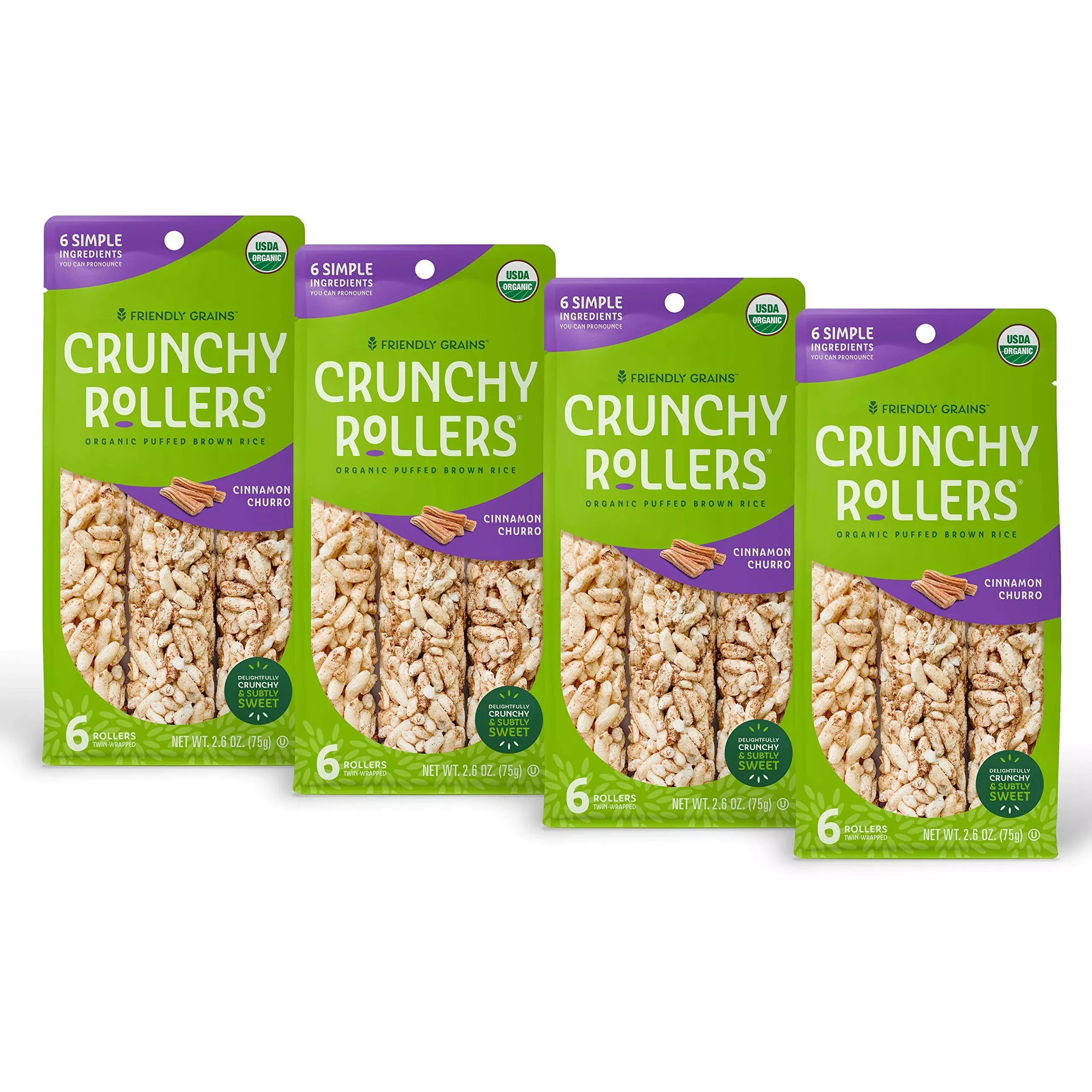 Friendly Grains - Crunchy Rollers - Organic Rice Snacks, Crispy Puffed