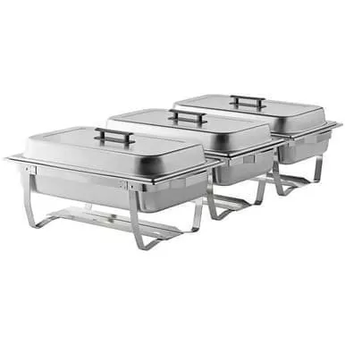full-size-stainless-steel-chafer-with-folding-frame8-qt-3-pack Full Size Stainless Steel Chafer with Folding Frame8 Qt- 3/Pack