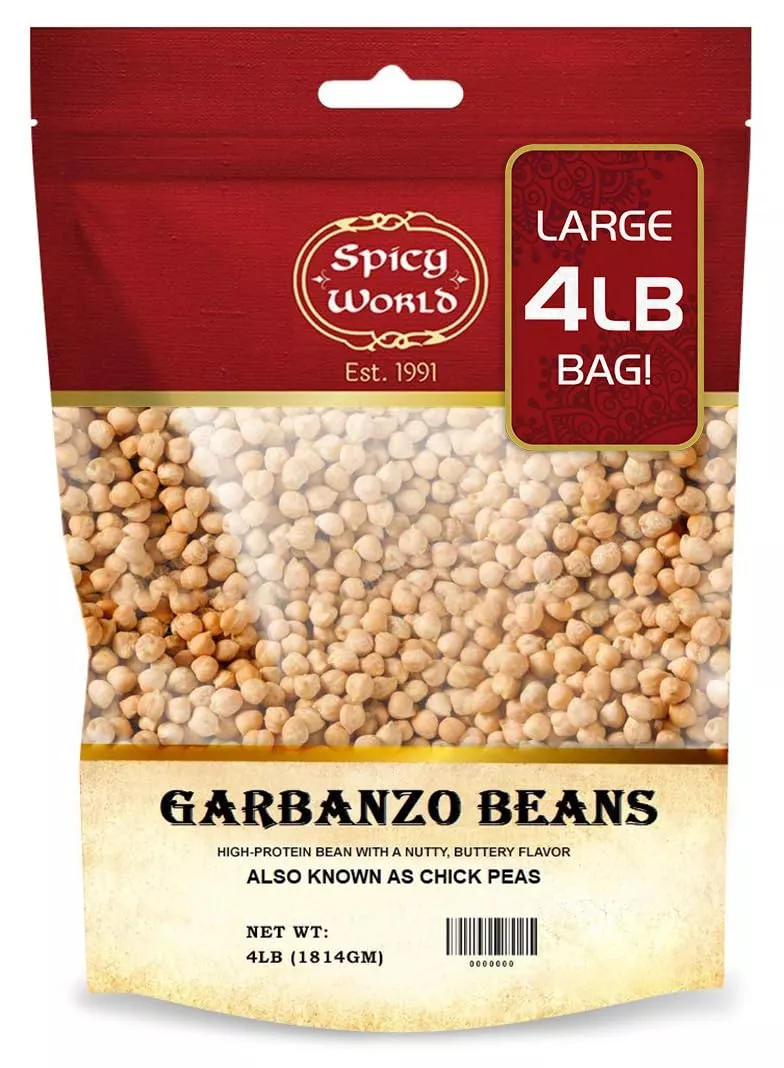 garbanzo-beans-chickpeas-dried-4-lb-bag-all-natural-sproutable-perfect-hummus-by Garbanzo Beans - Chickpeas Dried 4 Lb Bag - All Natural, Sproutable, Perfect For Hummus - By Spicy World