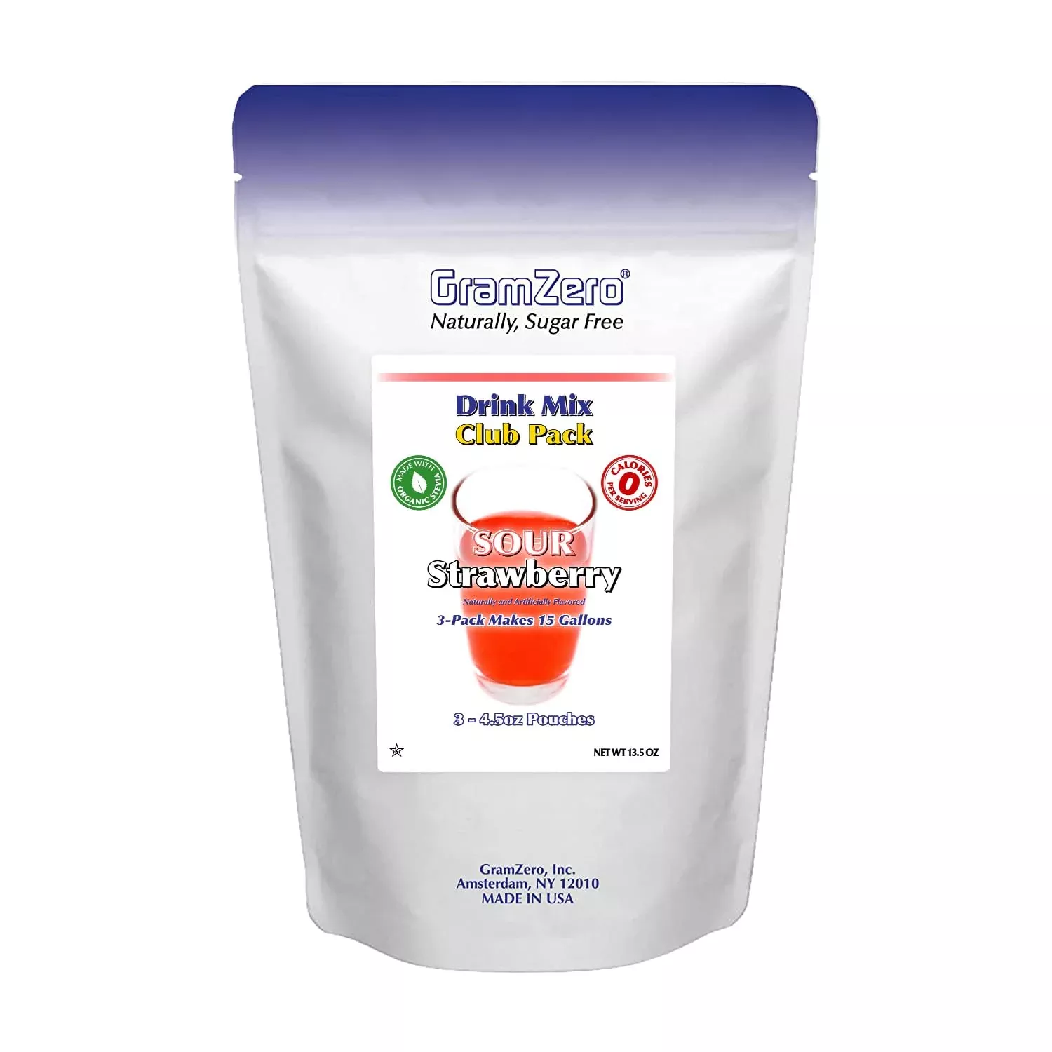 gramzero-sour-strawberry-zero-calorie-sugar-free-drink-mix-great-nutrition-club- Gramzero Sour Strawberry Zero Calorie Sugar Free Drink Mix, Great For Nutrition Club Loaded Tea, Stevia Sweetened