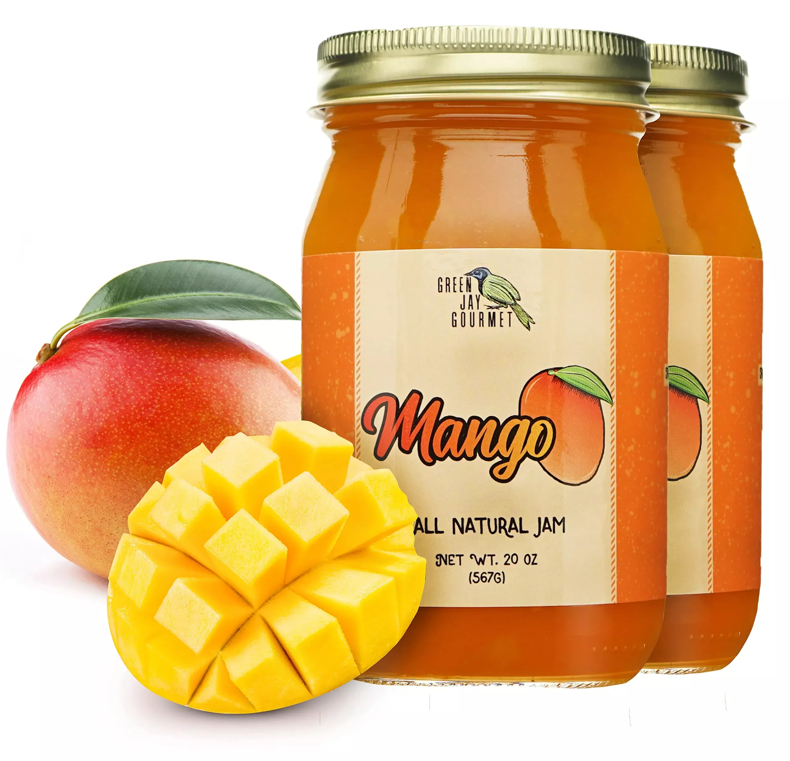green-jay-gourmet-mango-jam-all-natural-fruit-jam-with-mango-lemon-juice-vegan-g Green Jay Gourmet Mango Jam - All-Natural Fruit Jam With Mango & Lemon Juice - Vegan, Gluten-Free Jam - Contains No Preservative