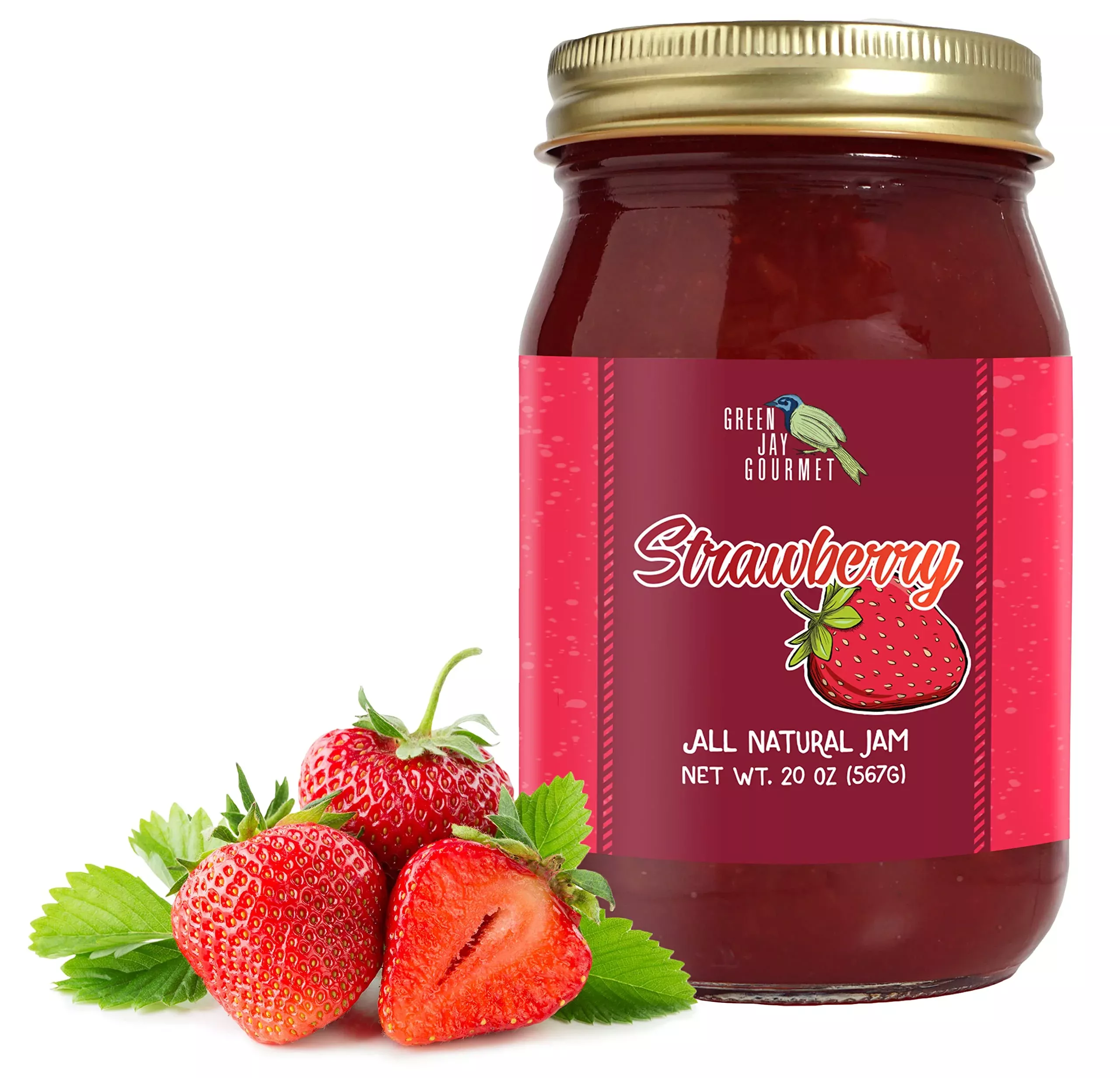 green-jay-gourmet-strawberry-jam-all-natural-fruit-jam-with-strawberries-lemon-j Green Jay Gourmet Strawberry Jam - All-Natural Fruit Jam With Strawberries & Lemon Juice - Vegan, Gluten-Free Jam - Contains No