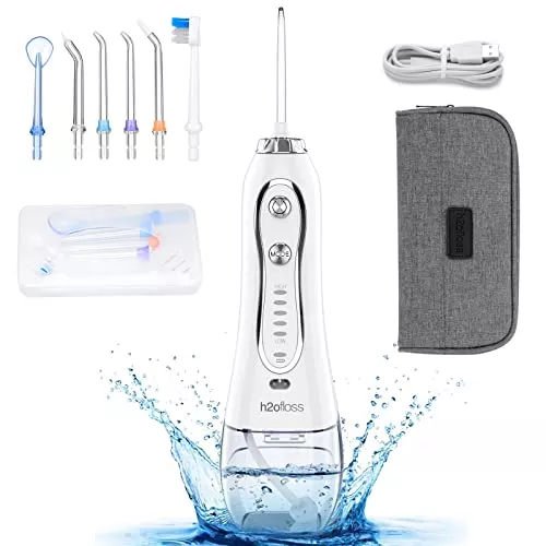 h2ofloss-water-flosser-portable-dental-oral-irrigator-with-5-modes-6-replaceable H2Ofloss Water Flosser Portable Dental Oral Irrigator With 5 Modes, 6 Replaceable Jet Tips, Rechargeable Waterproof Teeth Cleane