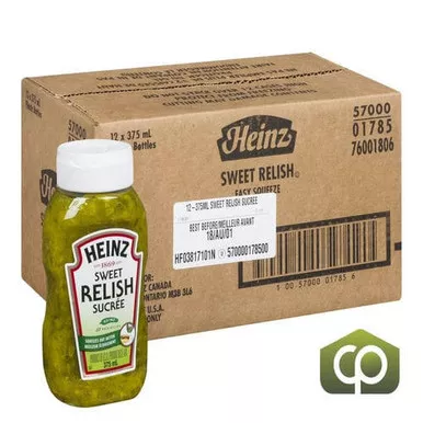 heinz-sweet-relish-green-upside-down-bottle-375-ml-12-case-12-7-fl-oz-0-8-lbs Heinz Sweet Relish Green Upside Down Bottle 375 ML (12/Case) - 12.7 fl oz (0.8 lbs)