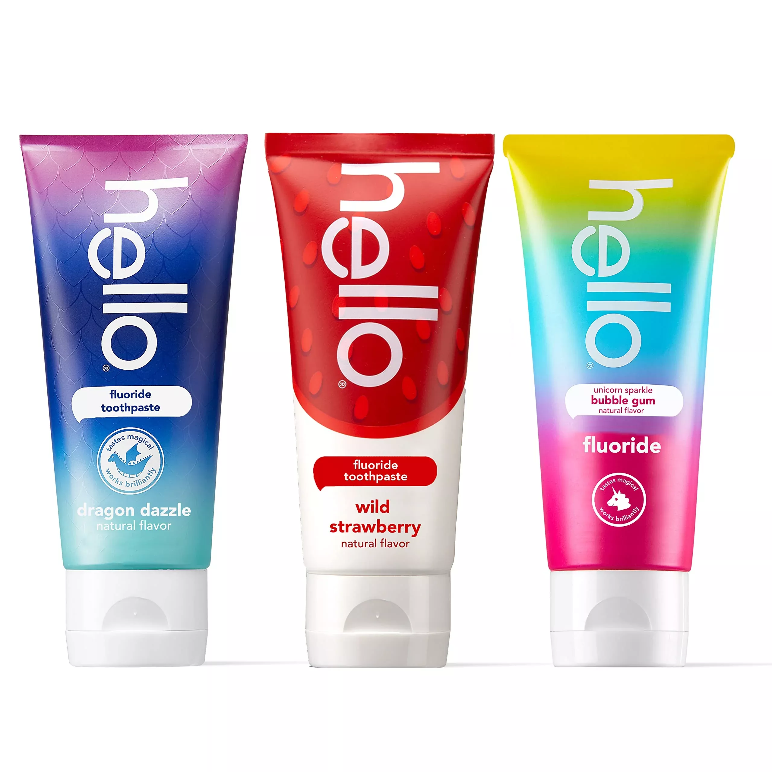 hello-variety-unicorn-strawberry-dragon-fluoride-kids-toothpaste Hello Variety (Unicorn, Strawberry, Dragon) Fluoride Kids Toothpaste,