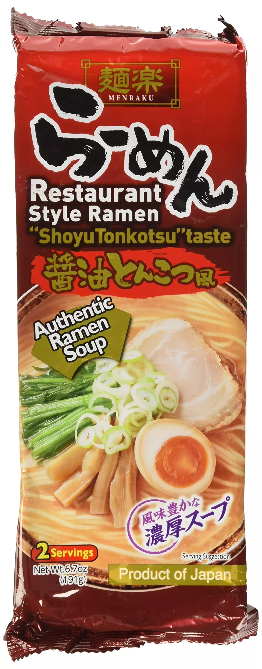 hikari-menraku-tonkotsu-ramen-noodles-shoyu-6-7-ounce Hikari Menraku Tonkotsu Ramen Noodles, Shoyu, 6.7 Ounce