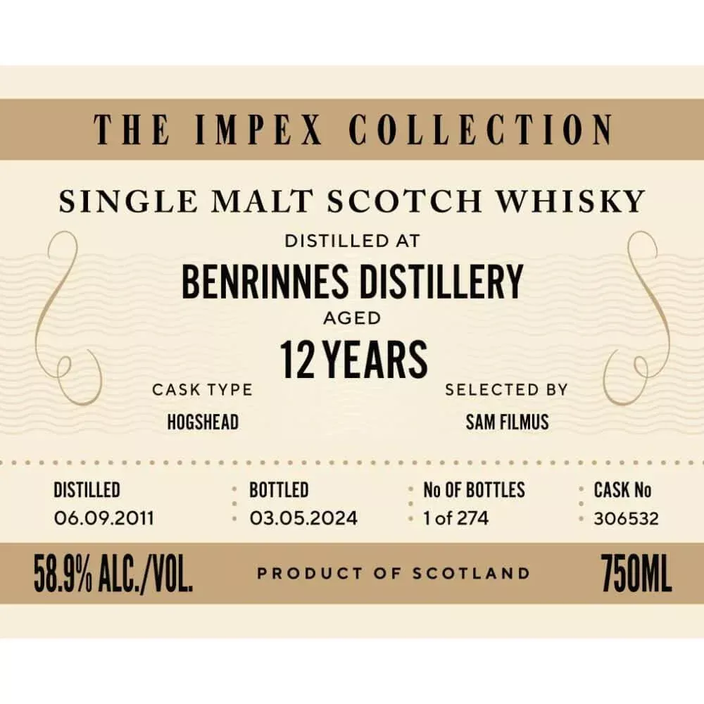 impex-collection-benrinnes-distillery-12-yr-single-malt-whiskey-750ml The ImpEx Collection Benrinnes Distillery 12 yr Single Malt Whiskey 750ml