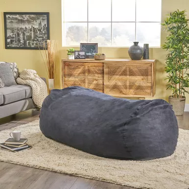 jasper-traditional-8-foot-cylindrical-suede-foam-filled-bean-bag-black-ultimate- Jasper Traditional 8 Foot Cylindrical Suede Foam Filled Bean Bag - Black - Ultimate Comfort and Style