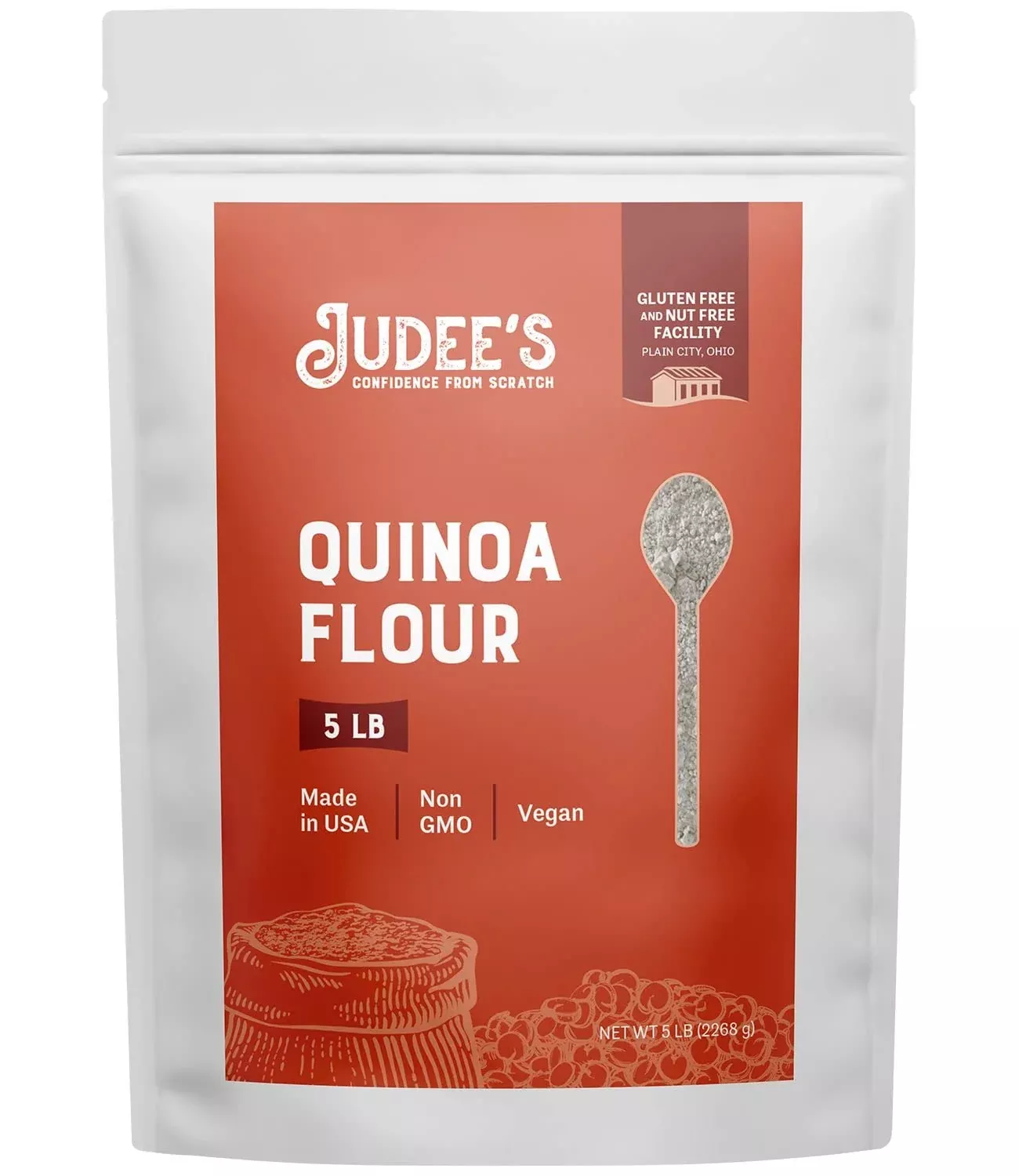 Judee'S Quinoa Flour 5 Lb - Made In Usa, Non-Gmo, Vegan - Great For Making Pancakes, Muffins, Pie Crusts, Quiches, And Breads -