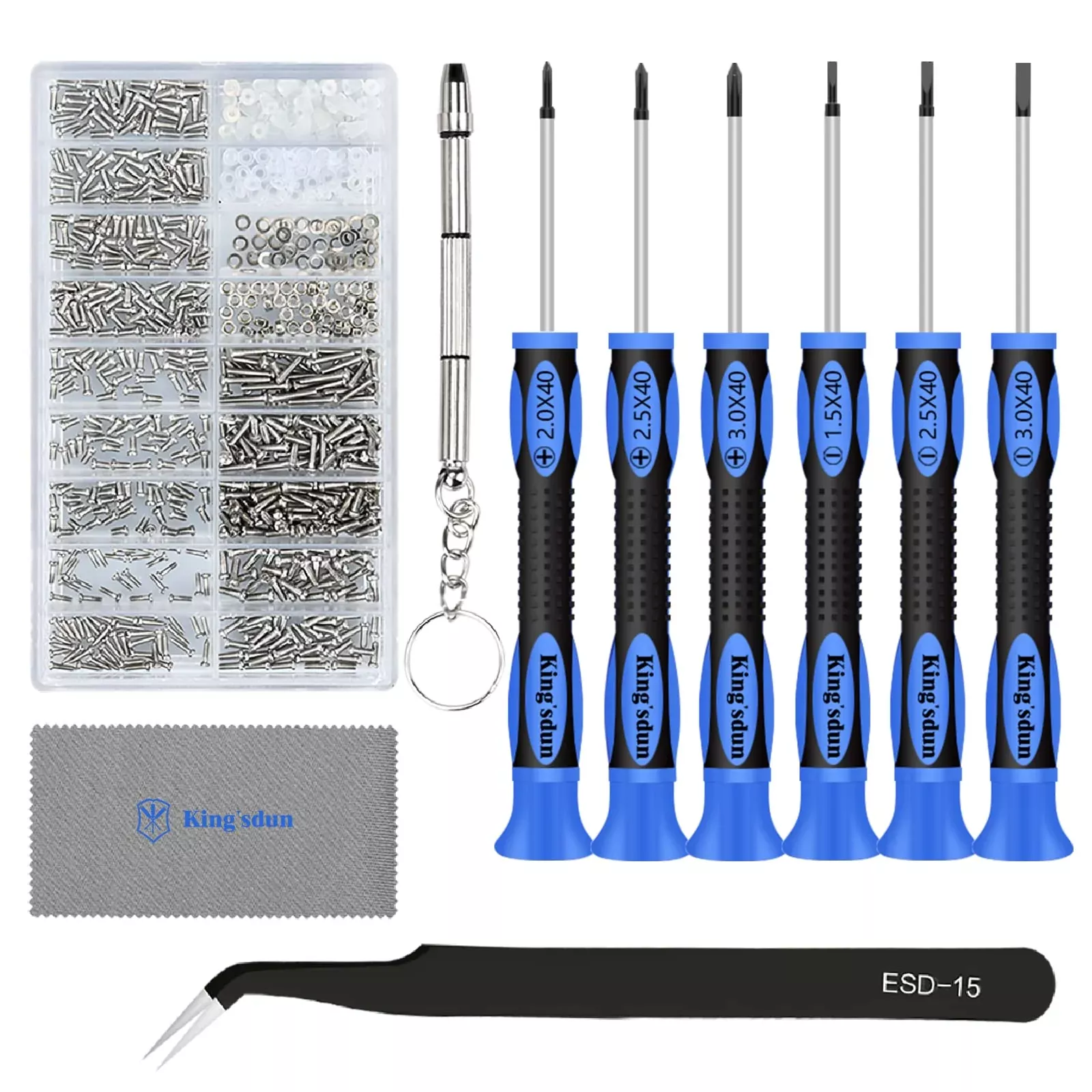 kingsdun-eyeglass-repair-kits-eye-glasses-repairing-set-with-precision-phillips- Kingsdun Eyeglass Repair Kits, Eye Glasses Repairing Set With Precision Phillips Flat Head Screwdriver & 1200Pcs Screws, Curved