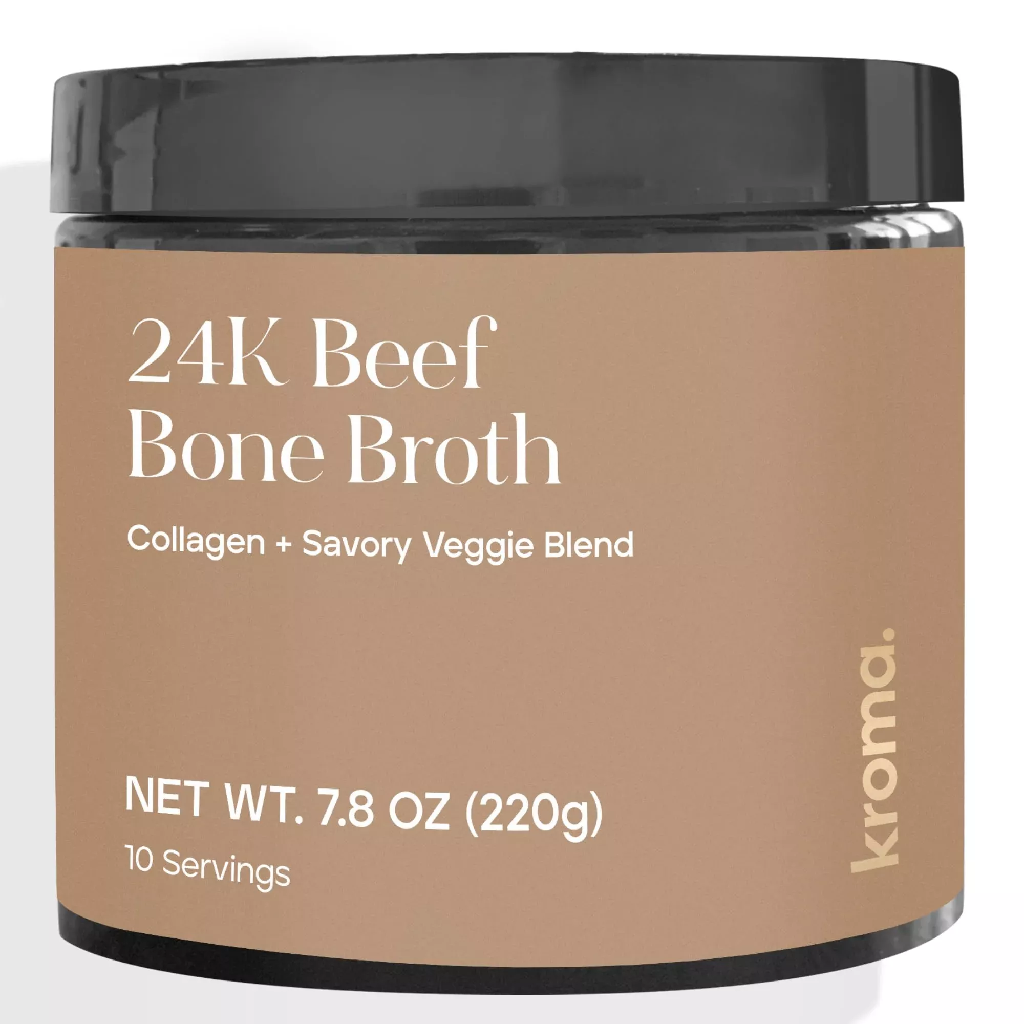 Kroma Premium Grass Fed Beef Bone Broth, Dairy & Gluten Free Powder Mix With Collagen, Protein, Turmeric, & Other Organic Ingred
