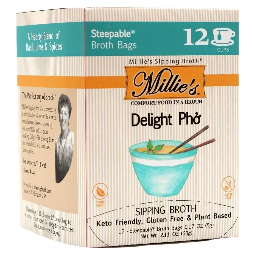 millies-sipping-broth-vegetable-broth-natural-gluten-free-keto-friendly-delight- Millies Sipping Broth - Vegetable Broth -Natural-Gluten Free-Keto Friendly Delight Pho 12 Count Box