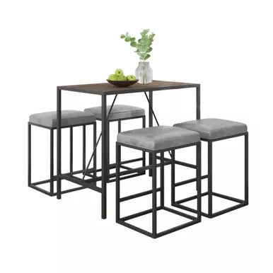 modern-geo-grey-walnut-five-piece-bar-set Modern Geo Grey and Walnut Five Piece Bar Set