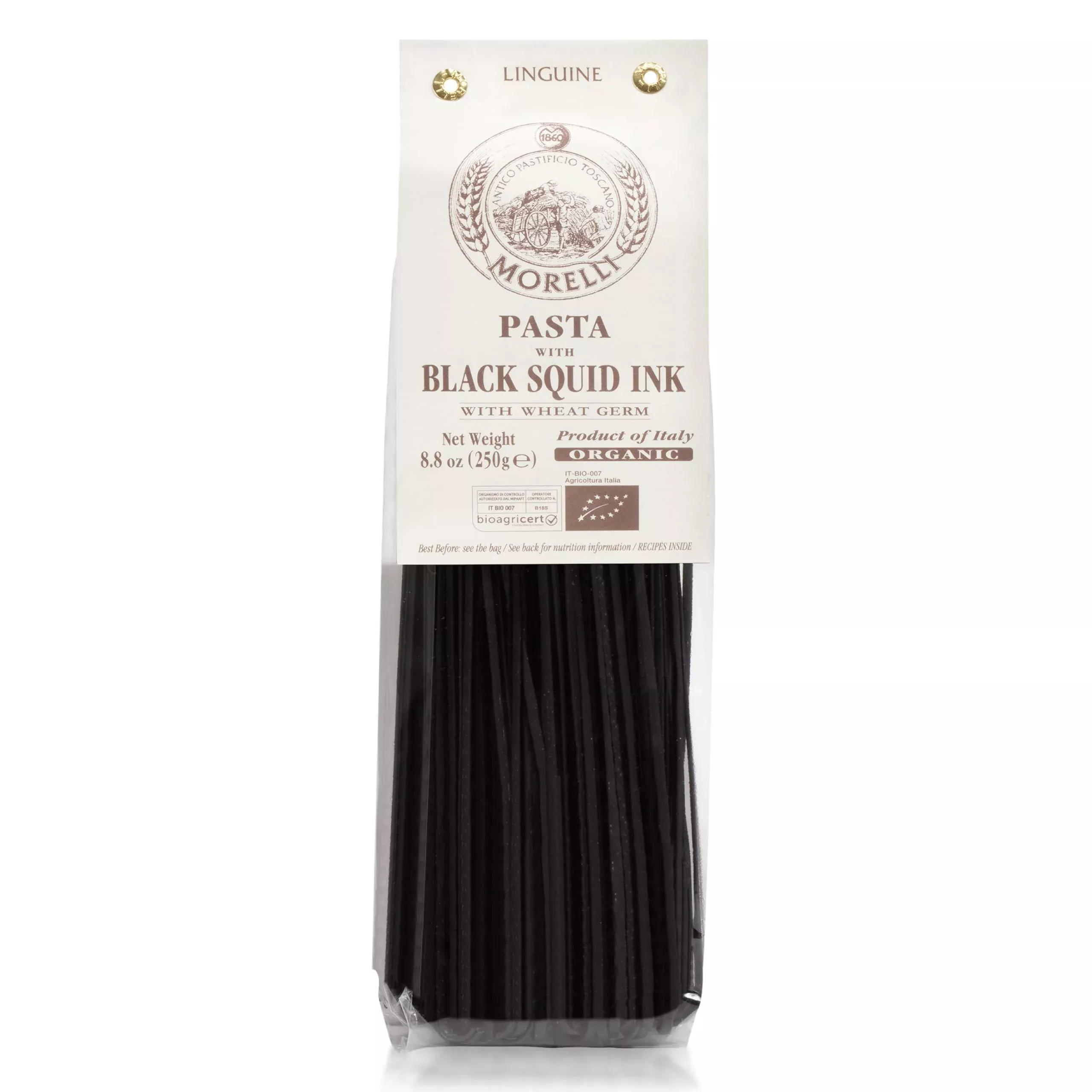 morelli-squid-ink-pasta-linguine-organic-italian-pasta-black-pasta-noodles-durum Morelli Squid Ink Pasta Linguine- Organic Italian Pasta - Black Pasta Noodles - Durum Wheat Semolina - Nero Di Seppia Made In It