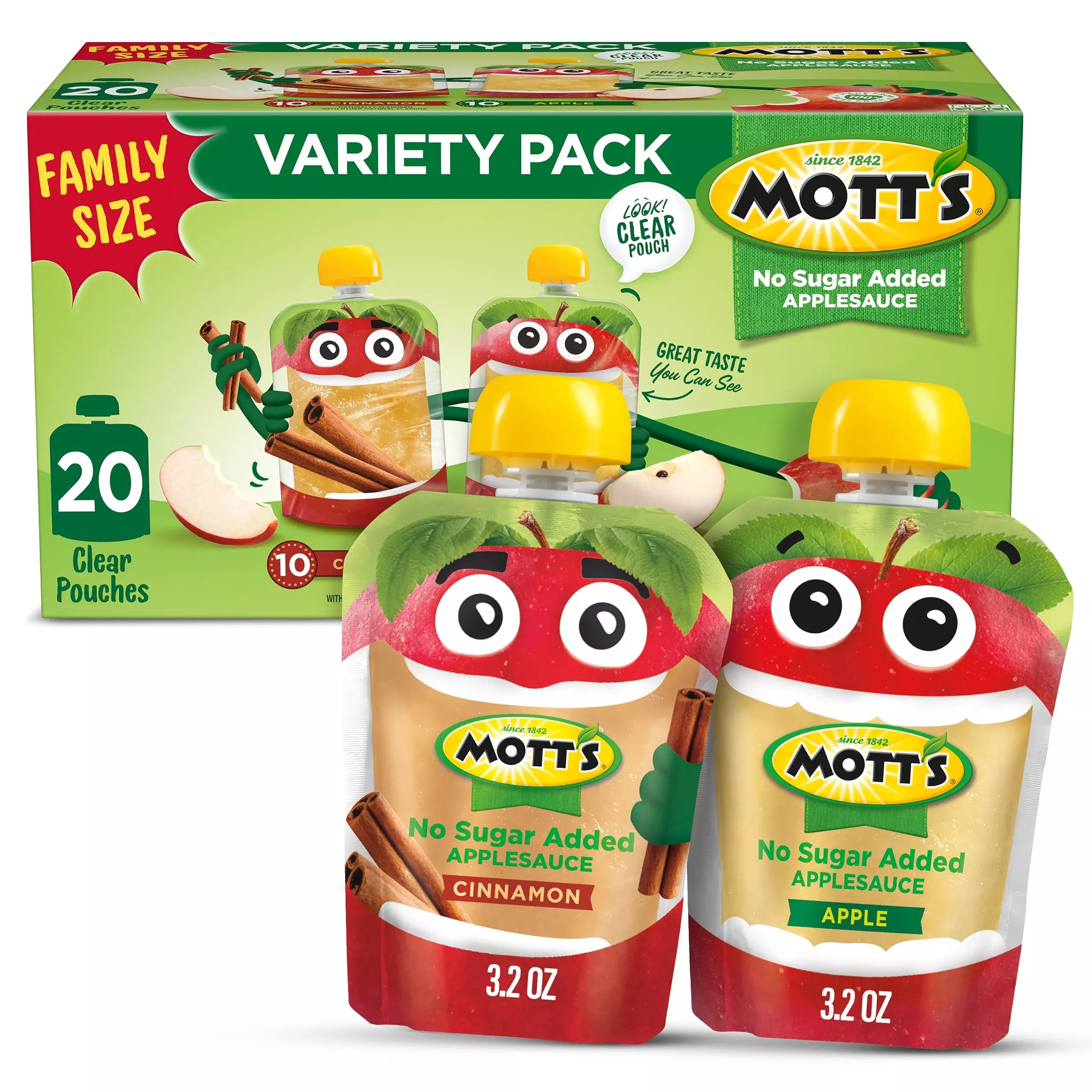 mott-s-no-sugar-added-applesauce-variety-pack-3-2-oz-clear-pouches-2 Mott'S No Sugar Added Applesauce Variety Pack, 3.2 Oz Clear Pouches, 2