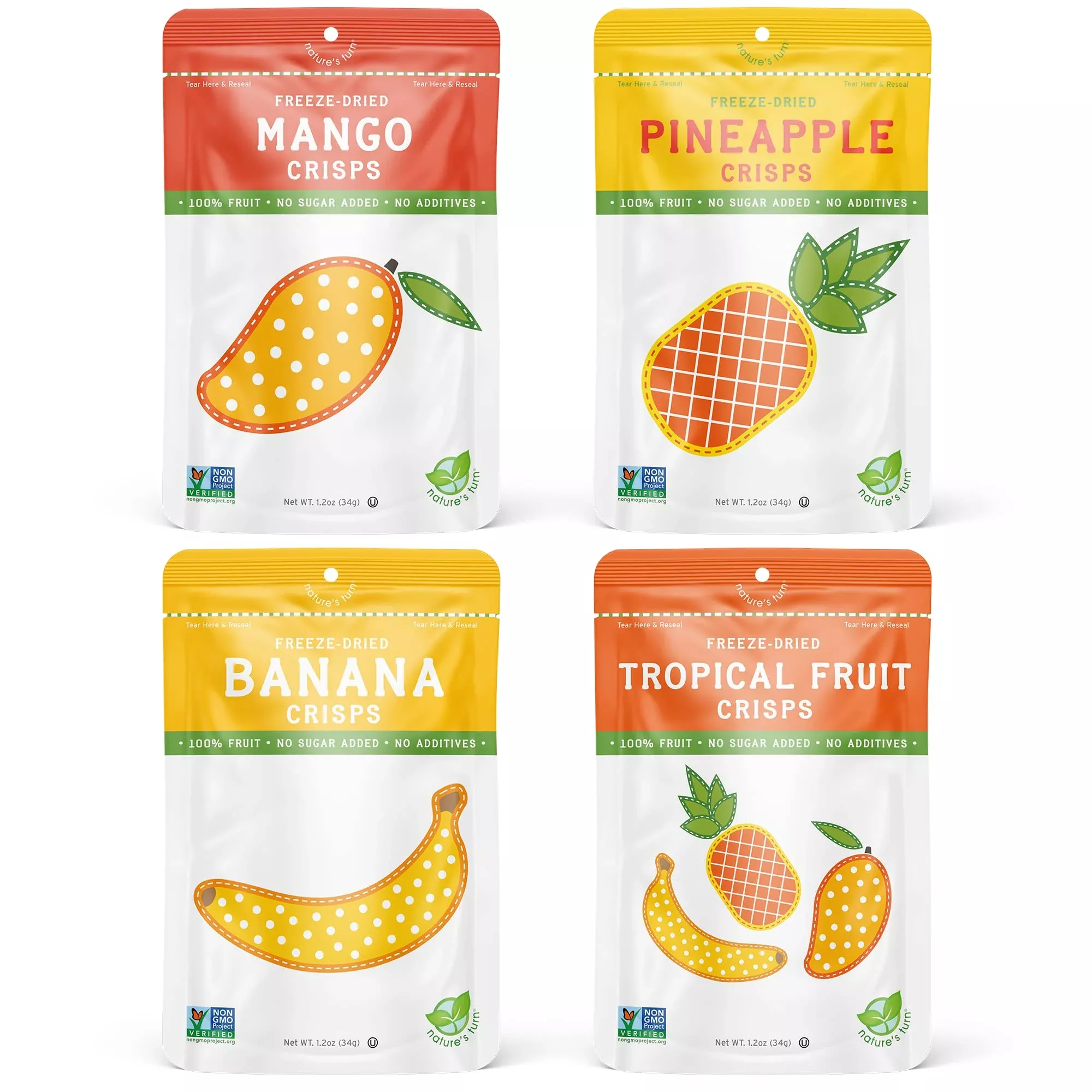 nature-s-turn-freeze-dried-fruit-snacks-mixed-tropical-mango-pineapple-banana-fr Nature'S Turn Freeze-Dried Fruit Snacks, Mixed Tropical (Mango, Pineapple, Banana) Fruit Crisps, Pack Of 4 (1.2 Oz Each)