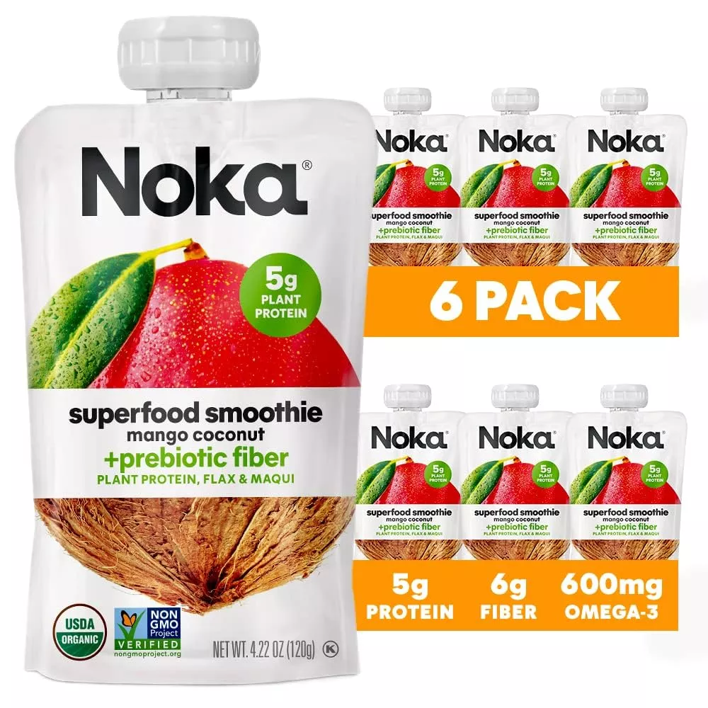 noka-superfood-fruit-smoothie-pouches-mango-coconut-healthy-snacks-with-flax-see Noka Superfood Fruit Smoothie Pouches, Mango Coconut, Healthy Snacks With Flax Seed, Prebiotic Fiber And Plant Protein, Vegan An
