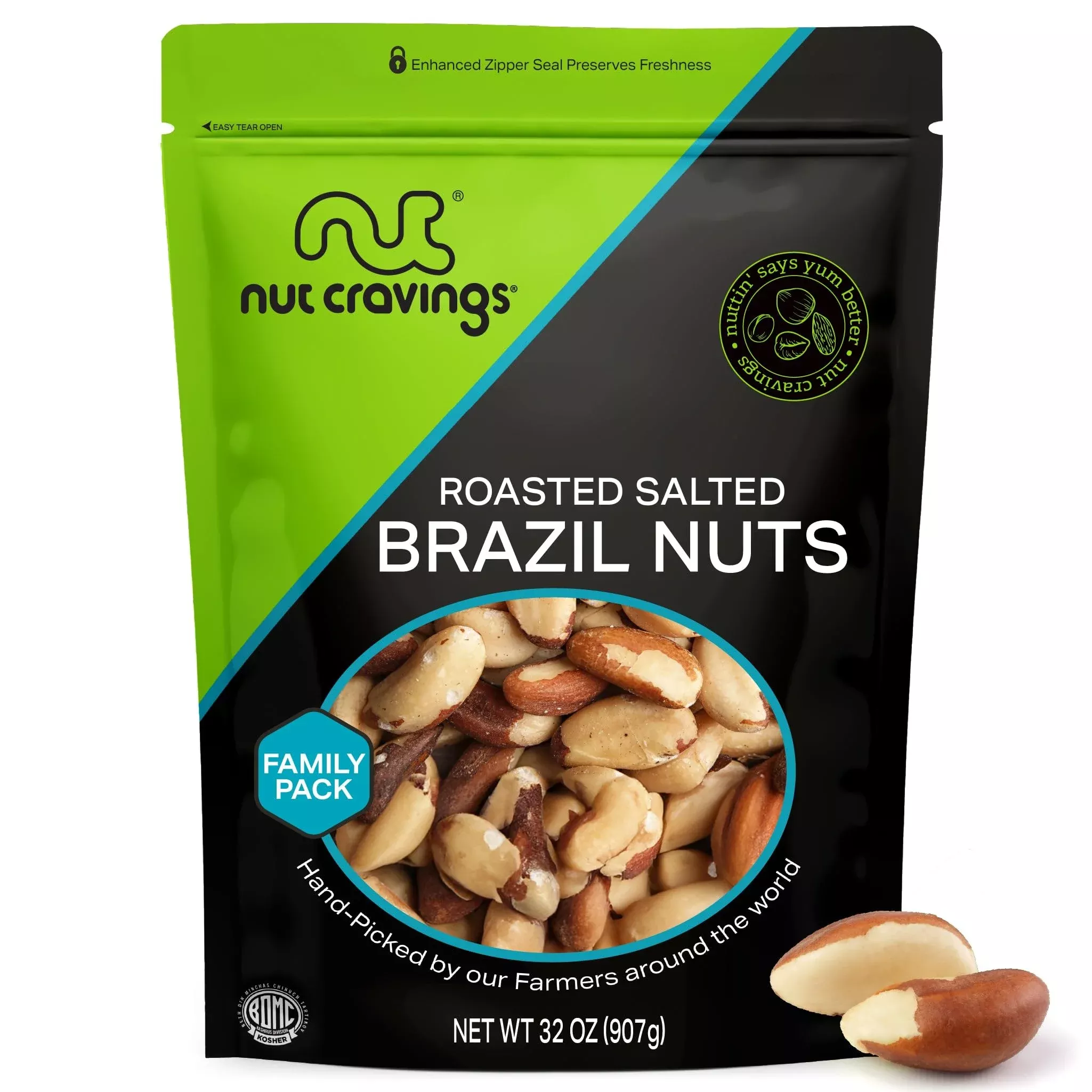 nut-cravings-brazil-nuts-roasted-salted-no-shell-whole-32oz-2-lb-bulk-nuts-packe Nut Cravings - Brazil Nuts Roasted & Salted - No Shell, Whole (32Oz - 2 Lb) Bulk Nuts Packed Fresh In Resealable Bag - Healthy P