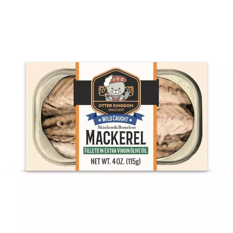 Otter Kingdom European Mackerel Fillets In Extra Virgin Olive 4Oz(Pack Of 12)