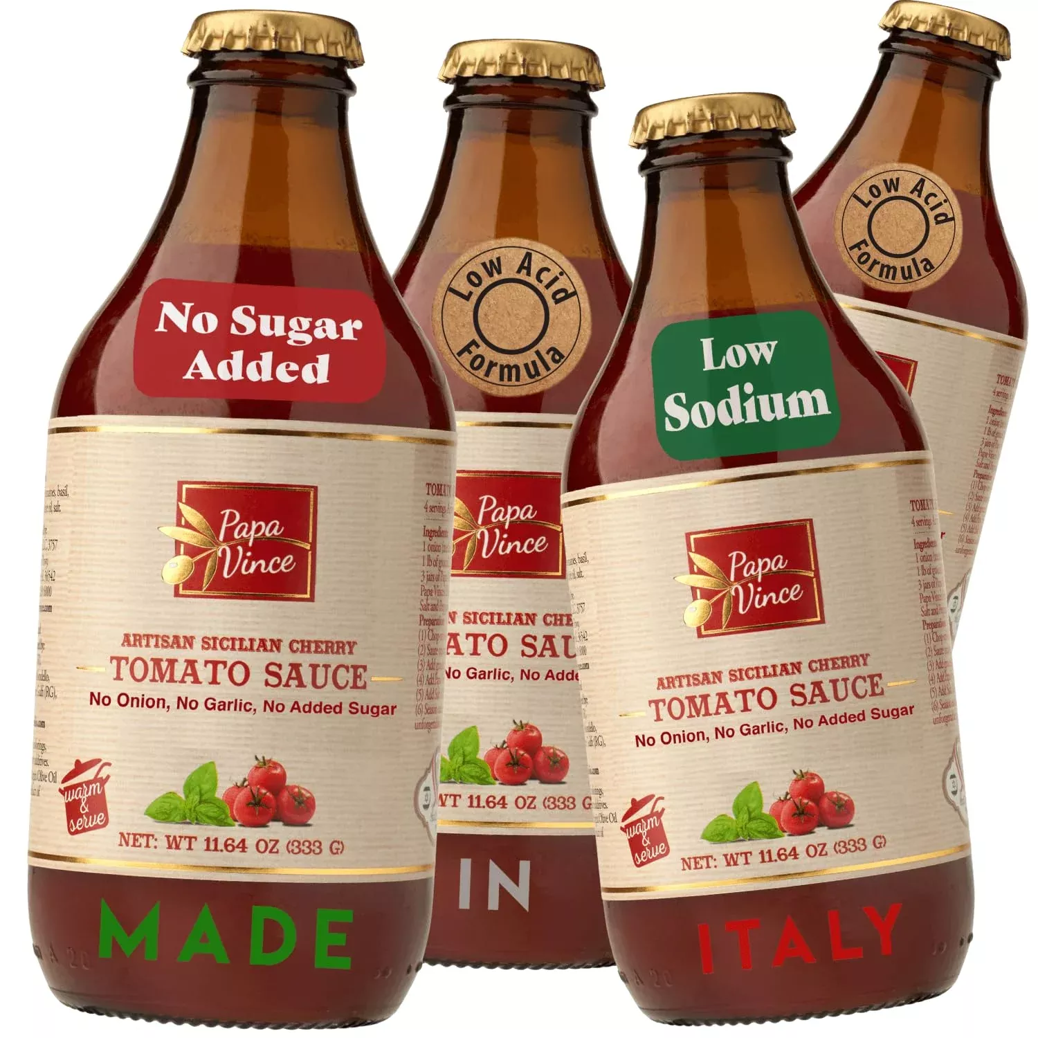 papa-vince-pasta-tomato-sauce-low-acid-garlic-free-formula-low-sodium-no-onion-n Papa Vince Pasta Tomato Sauce: Low Acid Garlic-Free Formula, Low Sodium, No Onion No Added Sugars. Non-Gmo Gluten Free. Organic