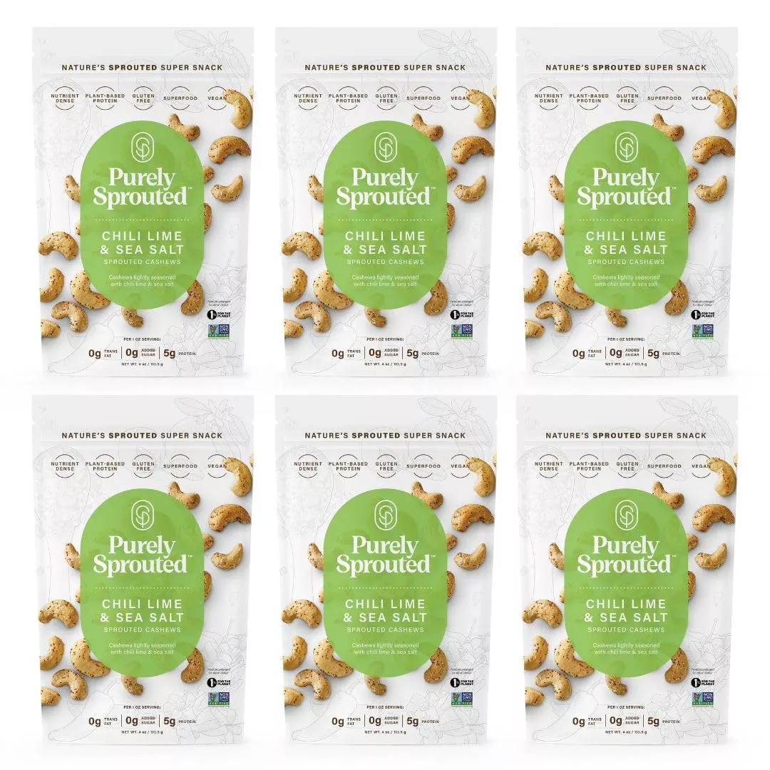 purely-sprouted-cashews-chili-lime-sea-salt-non-gmo-superfood-healthy-certified- Purely Sprouted Cashews Chili Lime Sea Salt, Non-Gmo Superfood For Healthy, Certified Usda Organic, Gluten-Free Snacking (4 Oz,