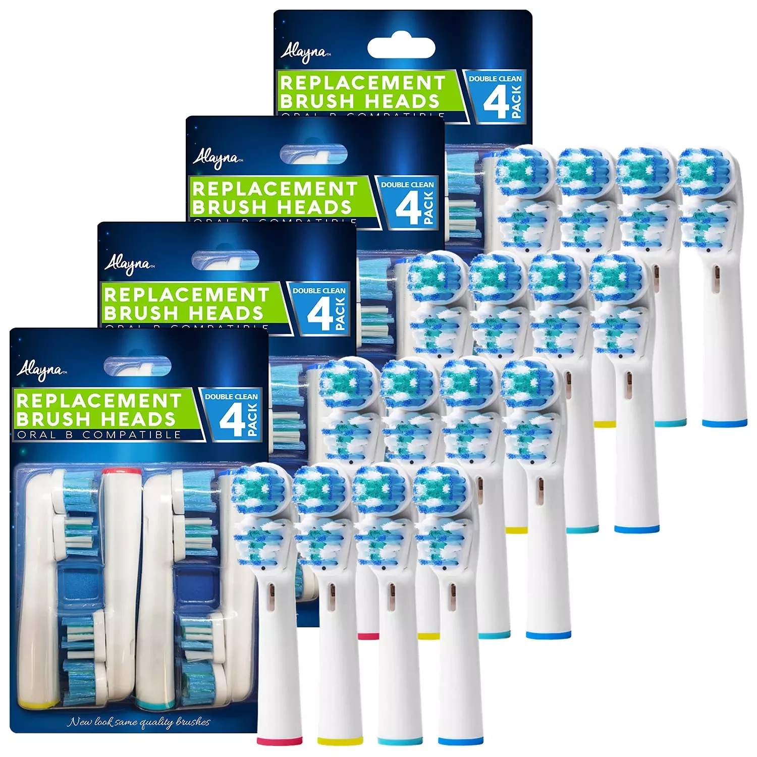 replacement-brush-heads-compatible-with-oral-b-double-clean-design-pack-16-gener Replacement Brush Heads Compatible With Oral B- Double Clean Design, Pack Of 16 Generic Electric Toothbrush Replacement Heads- F