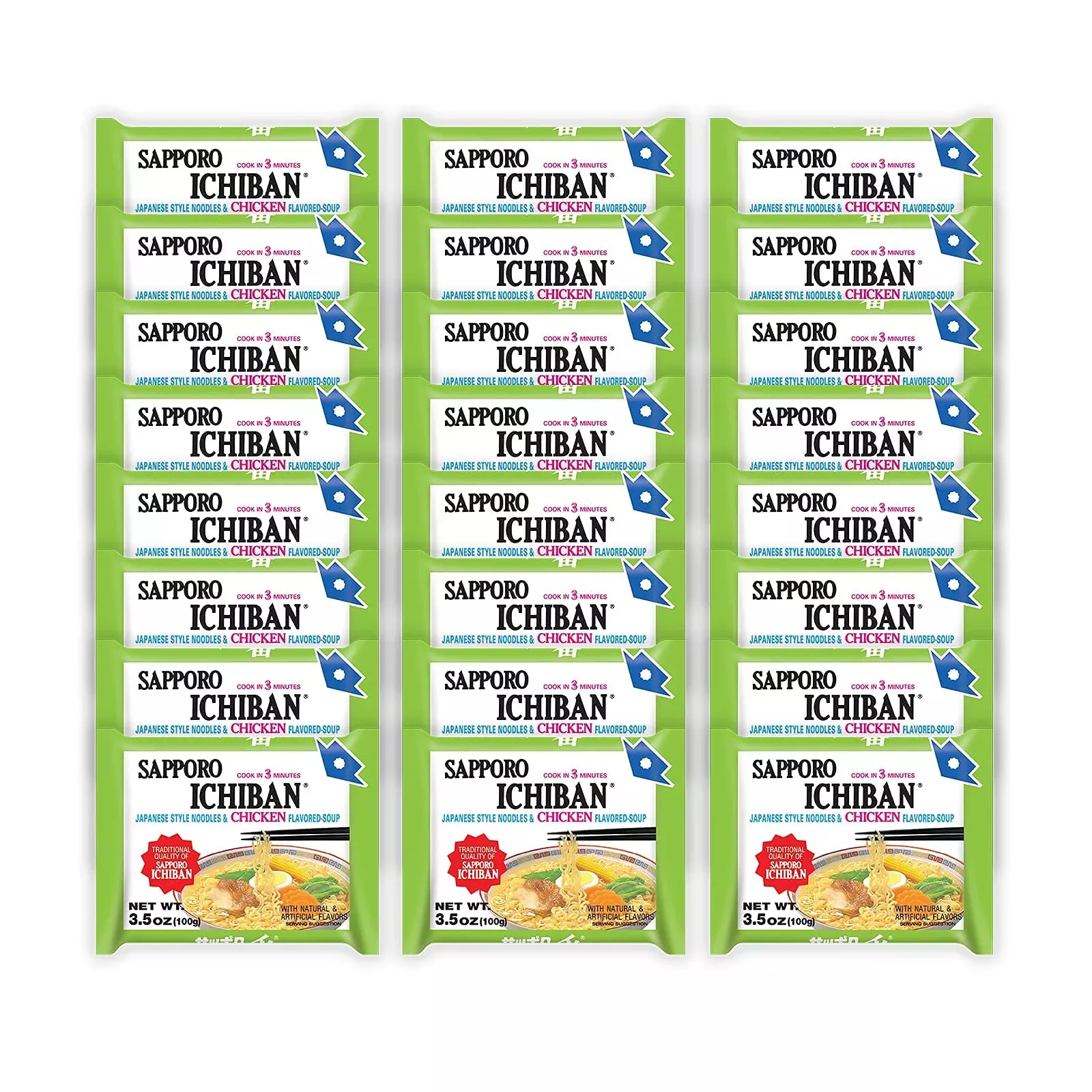 [Sapporo Ichiban] Ramen Noodles, Chicken Flavor, No. 1 Tasting Japanese Instant Noodles (3.5 Oz./ 99.2 G)