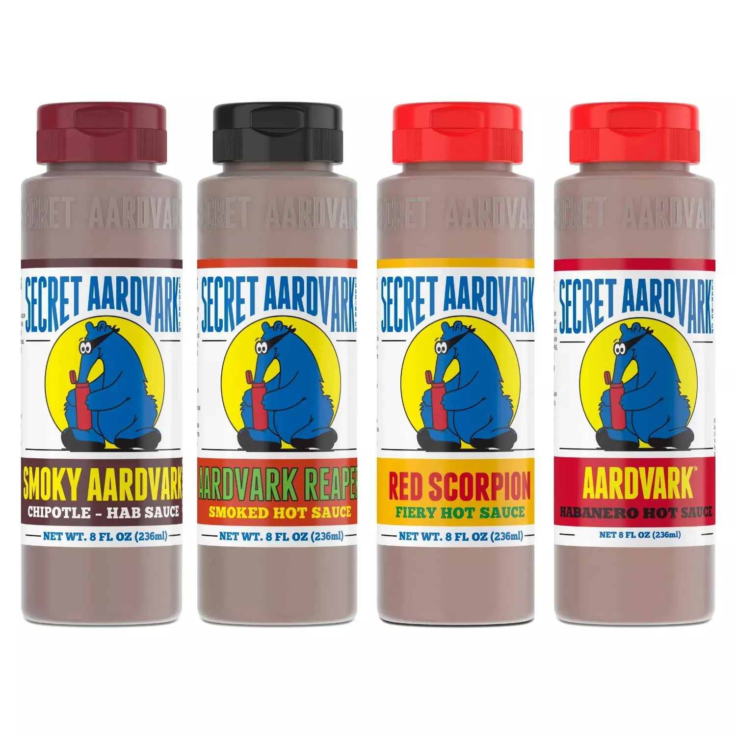 secret-aardvark-hot-sauce-variety-pack-smokey-chipotle-reaper-red-scorpion-haban Secret Aardvark Hot Sauce Variety Pack - Smokey Chipotle, Reaper, Red Scorpion, And Habanero Hot Sauce, Low Carb, Hot Sauce & Marinade Gift Set - 8 Fl Oz 4 Pack
