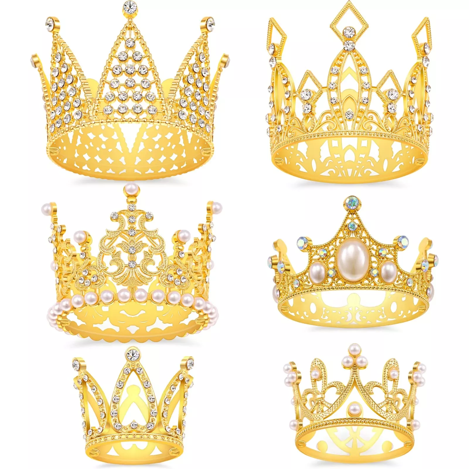 sisbroo-gold-crown-cake-topper-6-pieces-happy-birthday-cake-toppers-princess-cro Sisbroo Gold Crown Cake Topper, 6 Pieces Happy Birthday Cake Toppers, Princess Crown Cake Decorations For Birthday, Wedding, Par