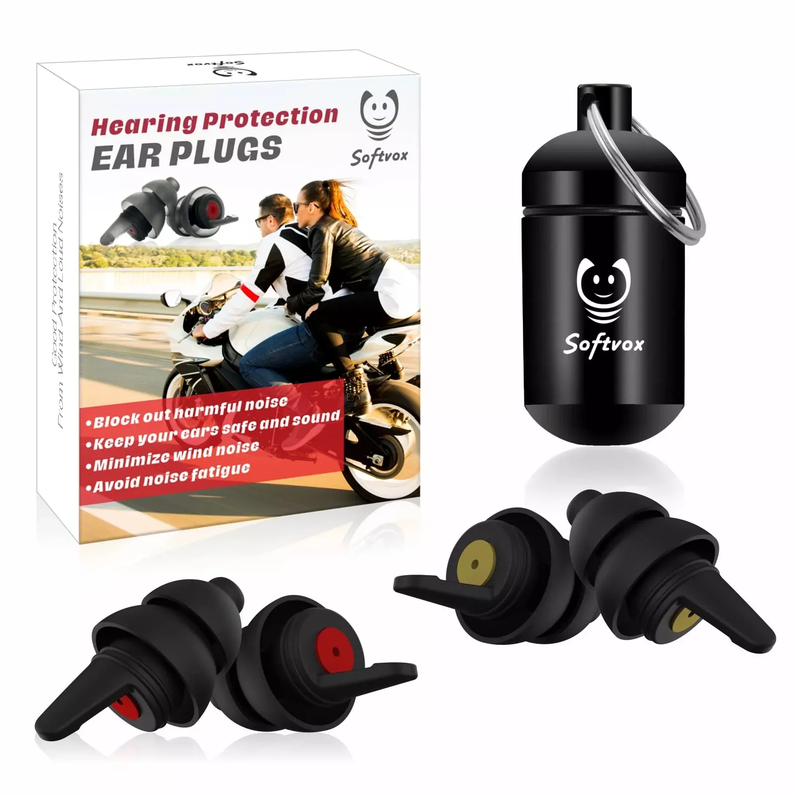 Softvox Motorcycle Ear Plugs[2 Pairs], Wind Noise Reduction Audible Fi