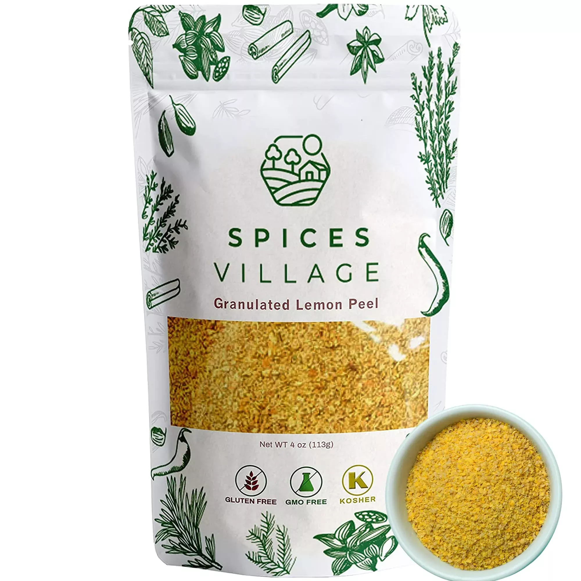 spices-village-dried-lemon-peel-granules-4-oz-lemon-zest-fresh-lemon-rind-citrus Spices Village Dried Lemon Peel Granules (4 Oz) - Lemon Zest, Fresh Lemon Rind, Citrus Fruit Seasoning For Cooking, Baking & Her