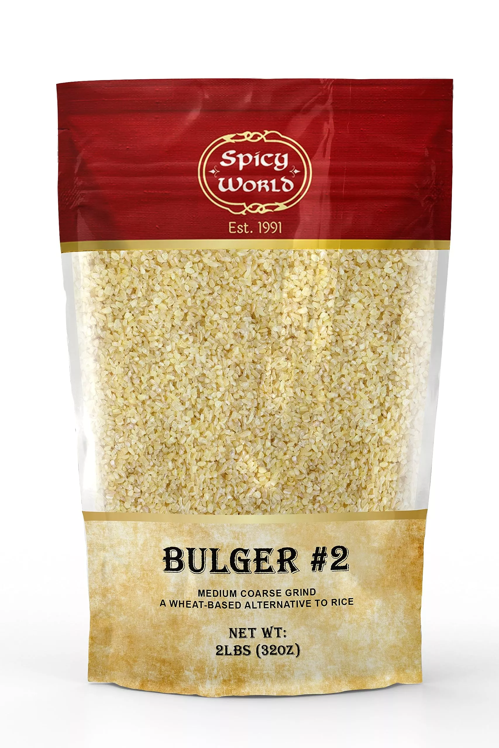 Spicy World Bulgur Cracked Wheat Medium Coarse #2, 2 Lb Bag (32Oz)