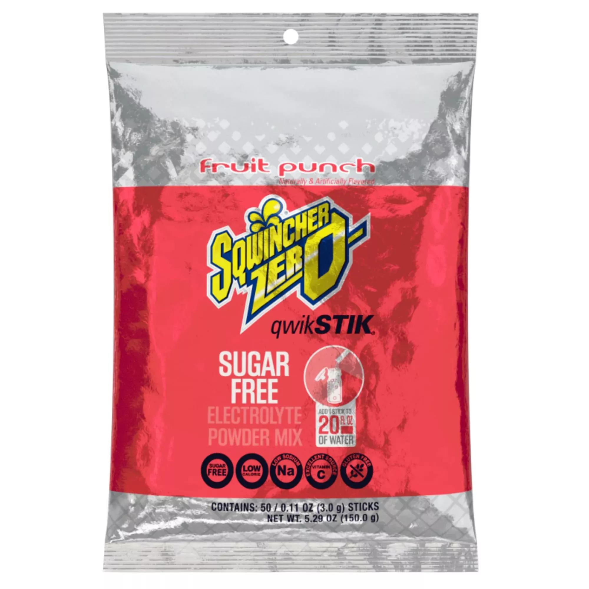 sqwincher-qwik-stick-11-ounce-powder-concentrate-sticks-fruit-punch-lite-electro Sqwincher Qwik Stick .11 Ounce Powder Concentrate Sticks Fruit Punch Lite Electrolyte Drink - Yields 20 Ounces (50 Each Per Package)