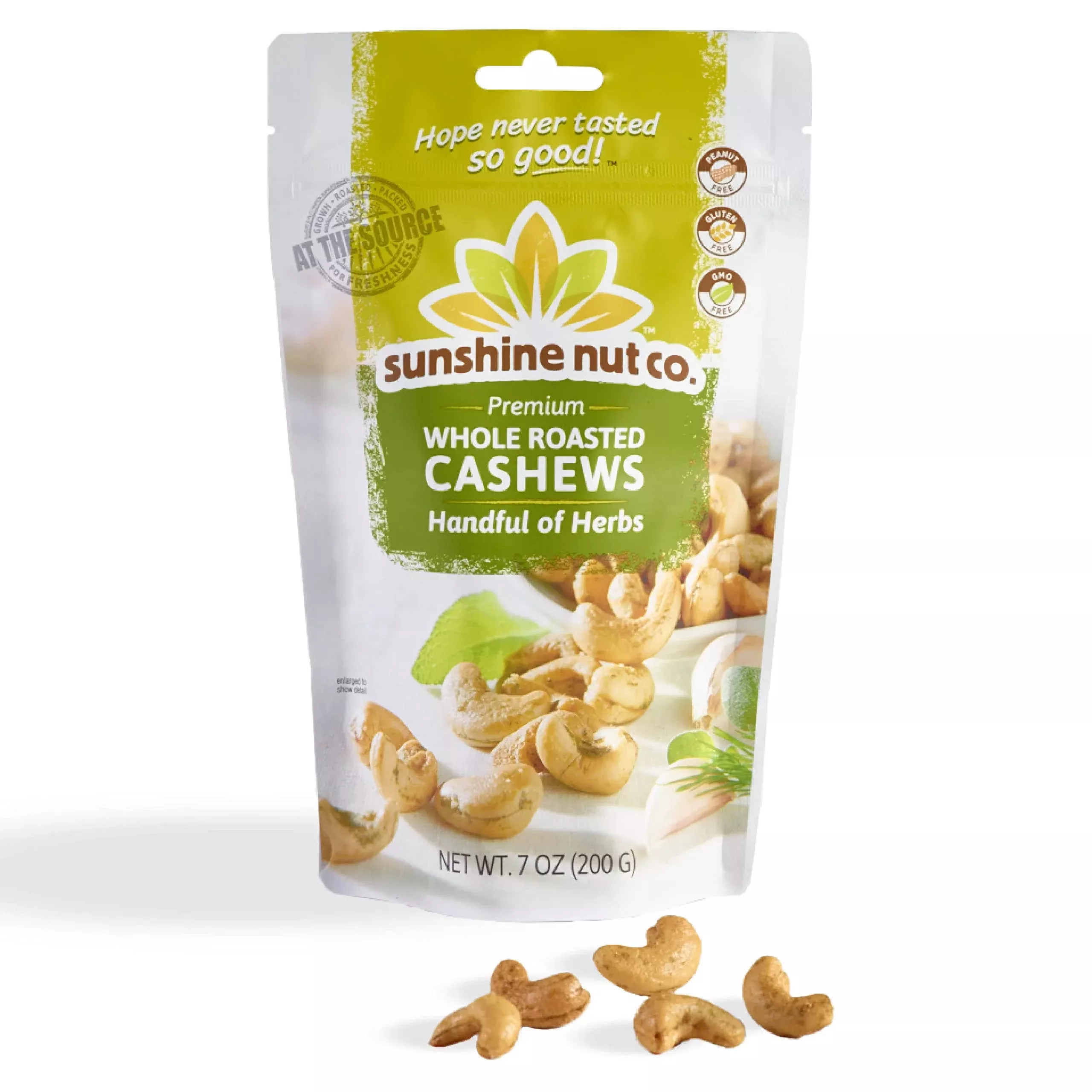 sunshine-nut-co-whole-roasted-lightly-salted-cashews-handful-herbs-flavor-single Sunshine Nut Co. Whole Roasted Lightly Salted Cashews, Handful Of Herbs Flavor, Single 7 Oz. Bag, Gluten Free, Peanut Free And Vegan Individual Snack Packs For Kids And Adults, Gmo Free