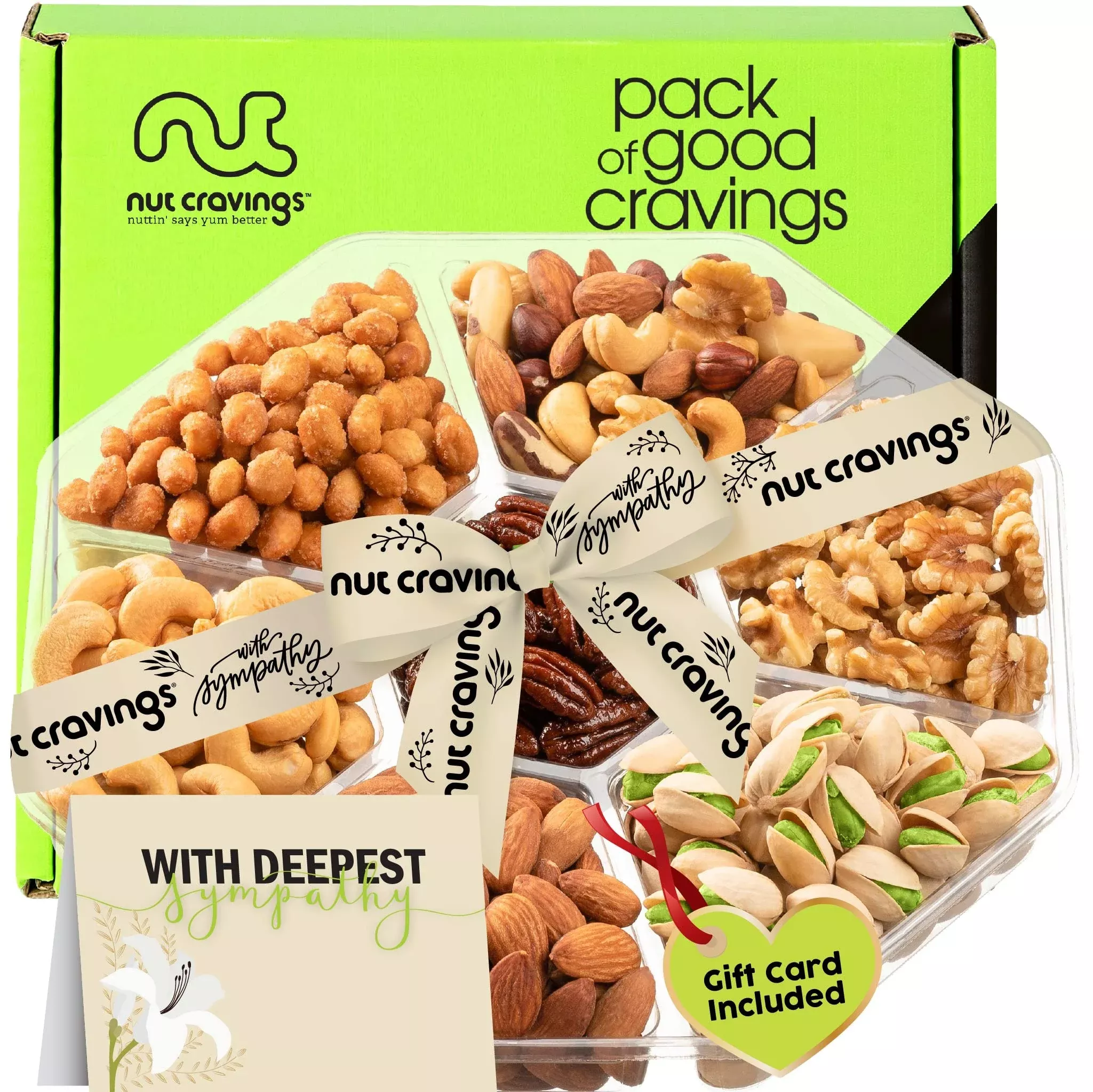 sympathy-nuts-gift-basket-with-sympathy-ribbon-greeting-card-7-assortments-gourm Sympathy Nuts Gift Basket With Sympathy Ribbon + Greeting Card (7 Assortments) Gourmet Food Bouquet Platter, Condolence Care Pac