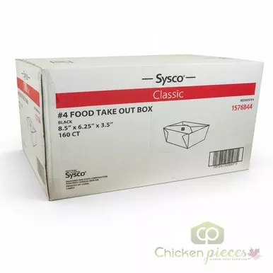 Sysco Classic Box Food Take-Out Black #4 8.5x6.25 in. (160/Case)