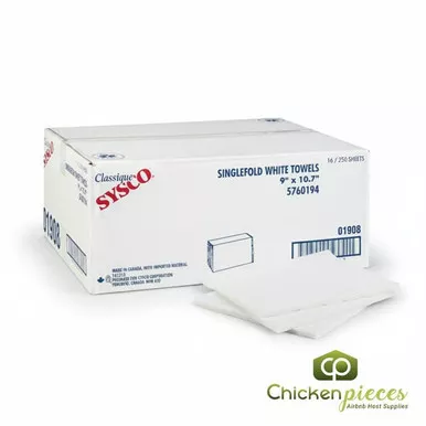sysco-classic-towel-single-fold-white-250-sheets-16-case-canadian-made Sysco Classic Towel Single Fold White 250 sheets (16/Case)-Canadian Made