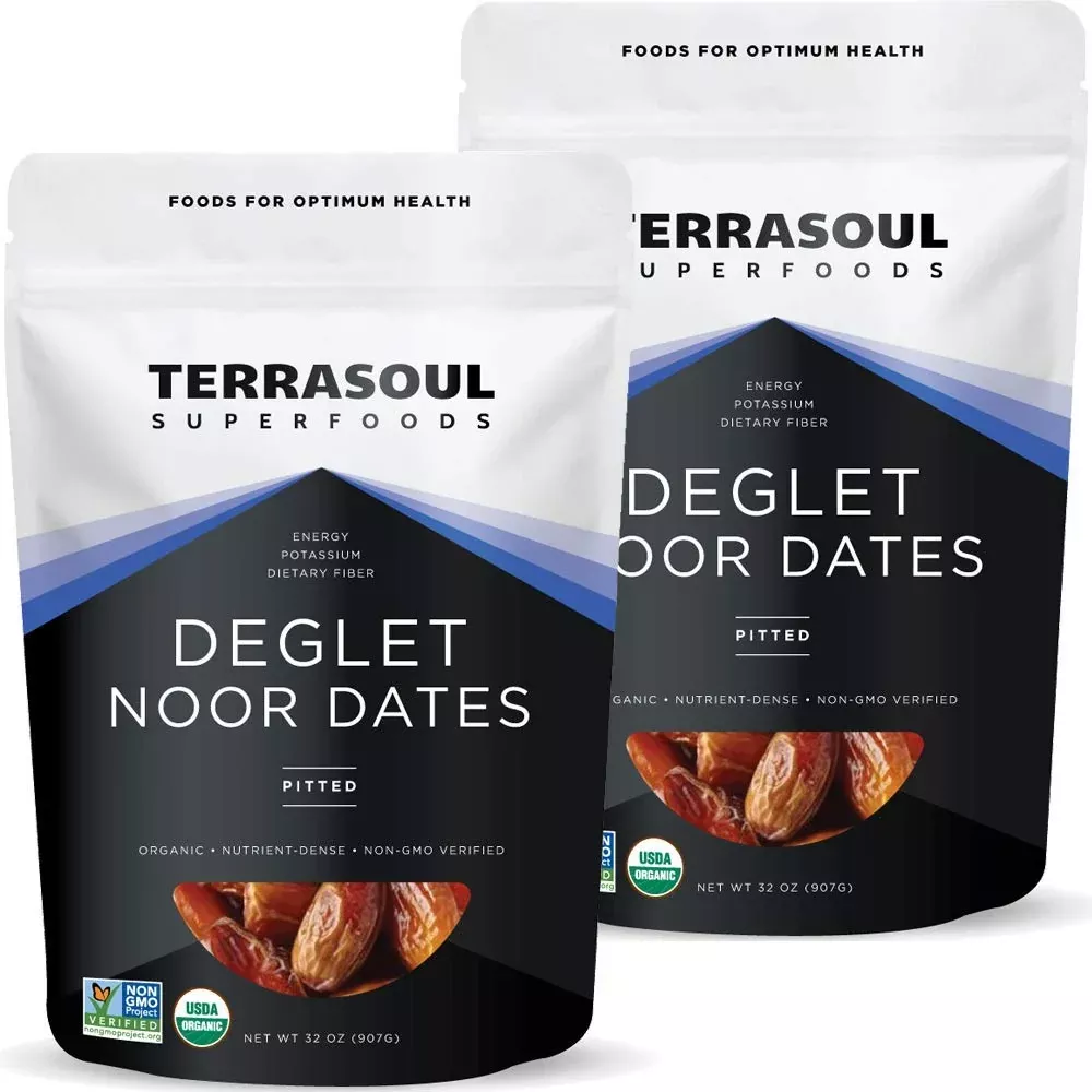 Terrasoul Superfoods Organic Deglet Dates, 4 Lbs (2 Pack) - Pitted