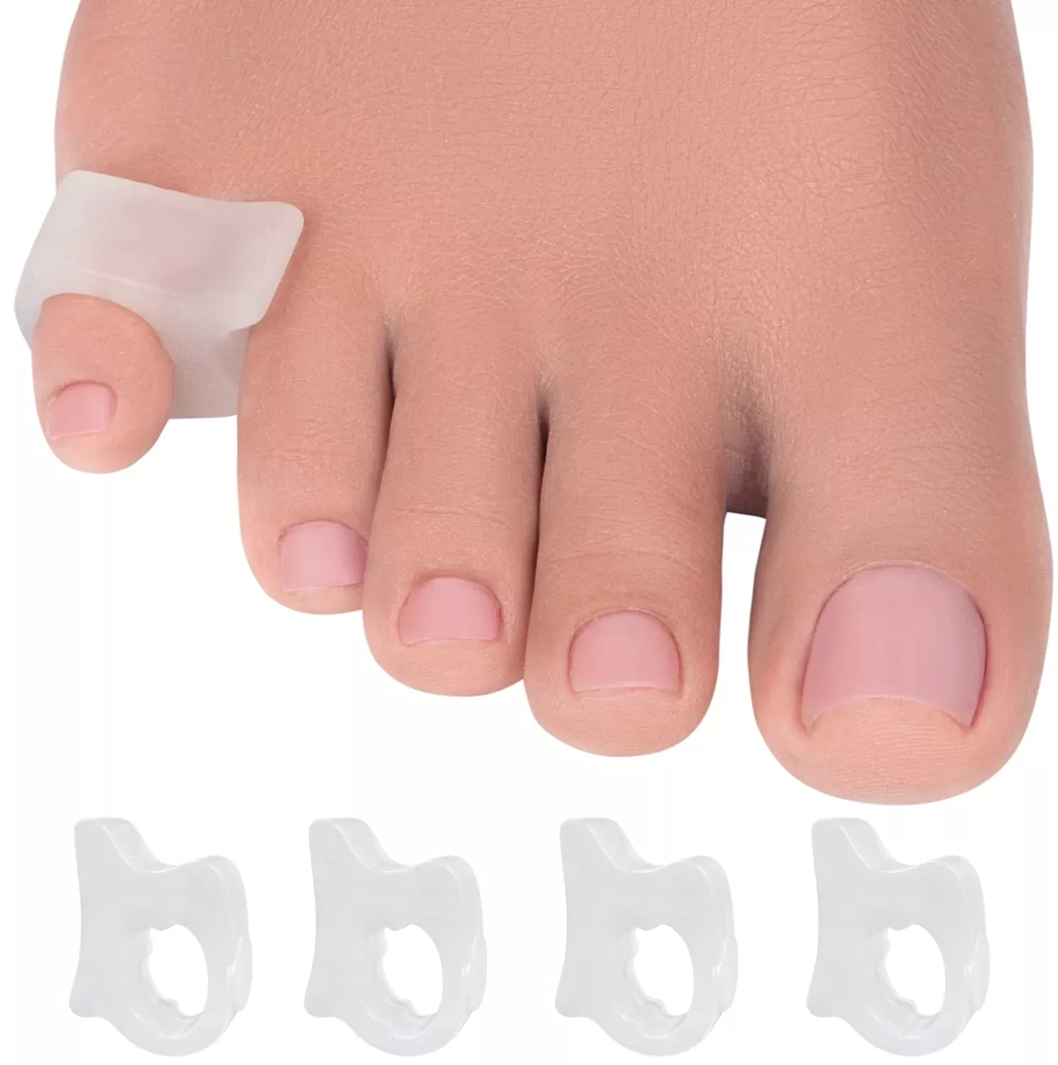 toe-separators-hammer-toe-straightener-4-pack-pinky-toe-toe-spacers-gel-spreader Toe Separators Hammer Toe Straightener - 4-Pack Pinky Toe Toe Spacers - Gel Spreader - Correct Crooked Toes - Bunion Corrector A